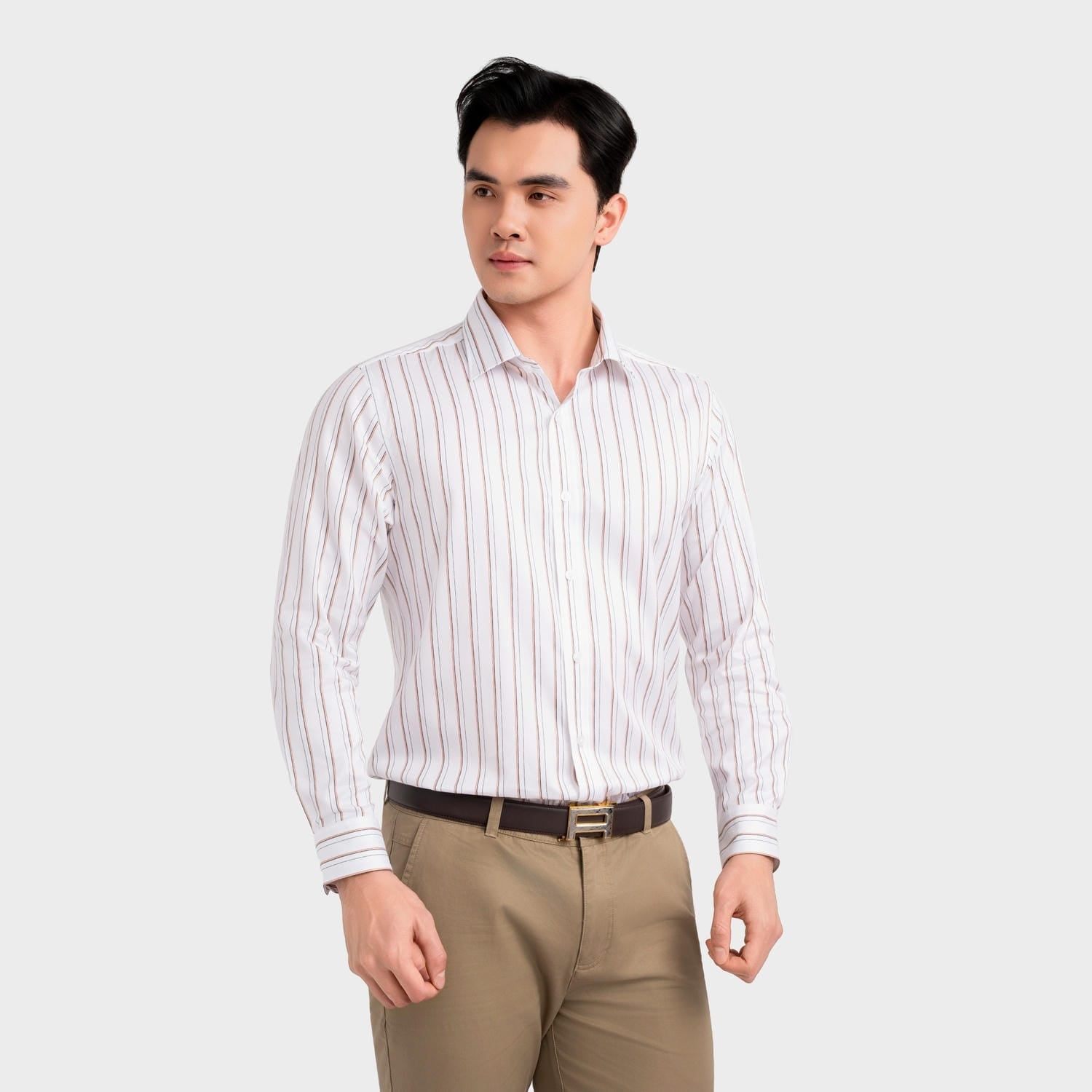 Áo Sơ Mi Nam Kẻ Cam Aristino Business 1LS005S0H2