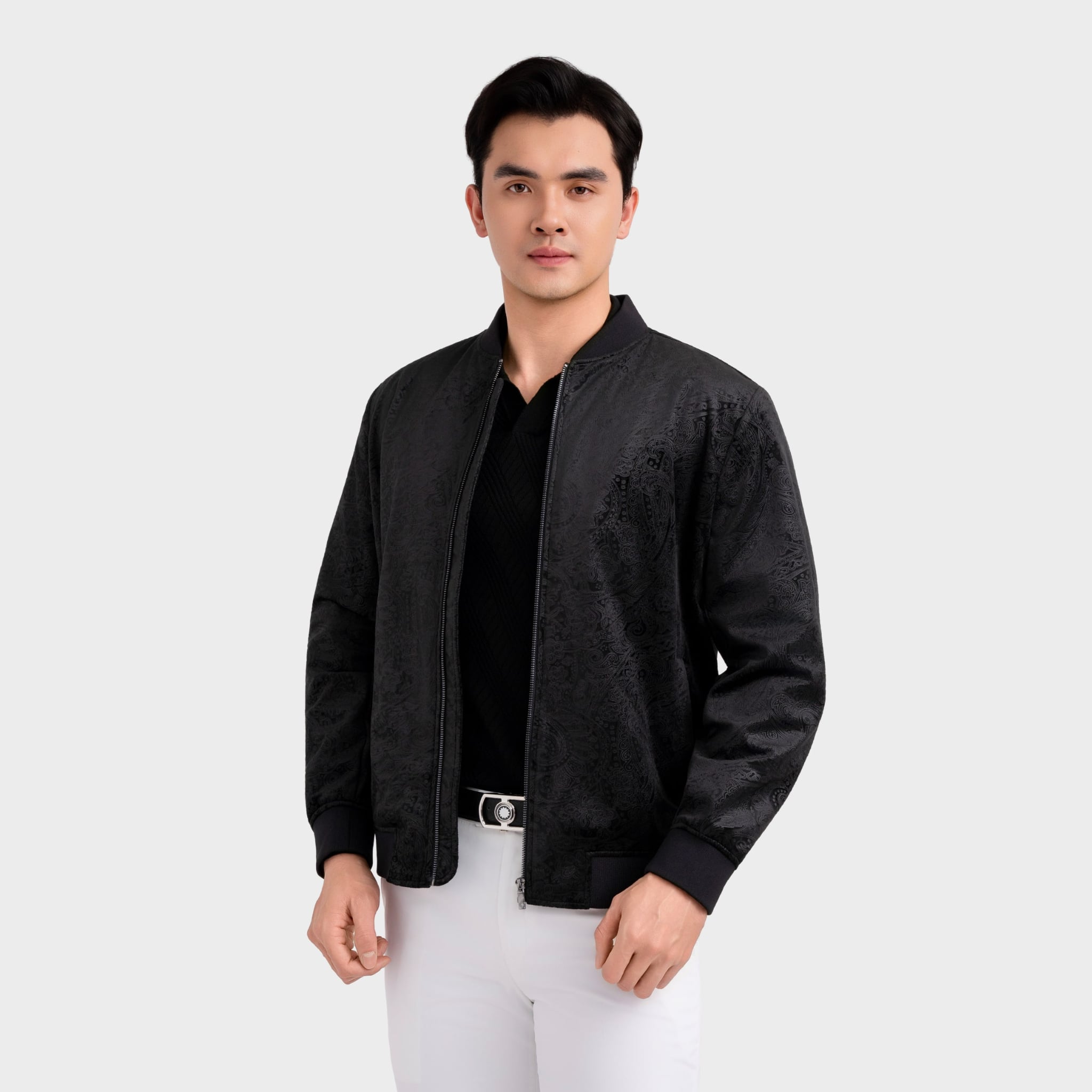 Áo Khoác 2 Lớp Nam Đen Jacquard Aristino AJK602EDP01