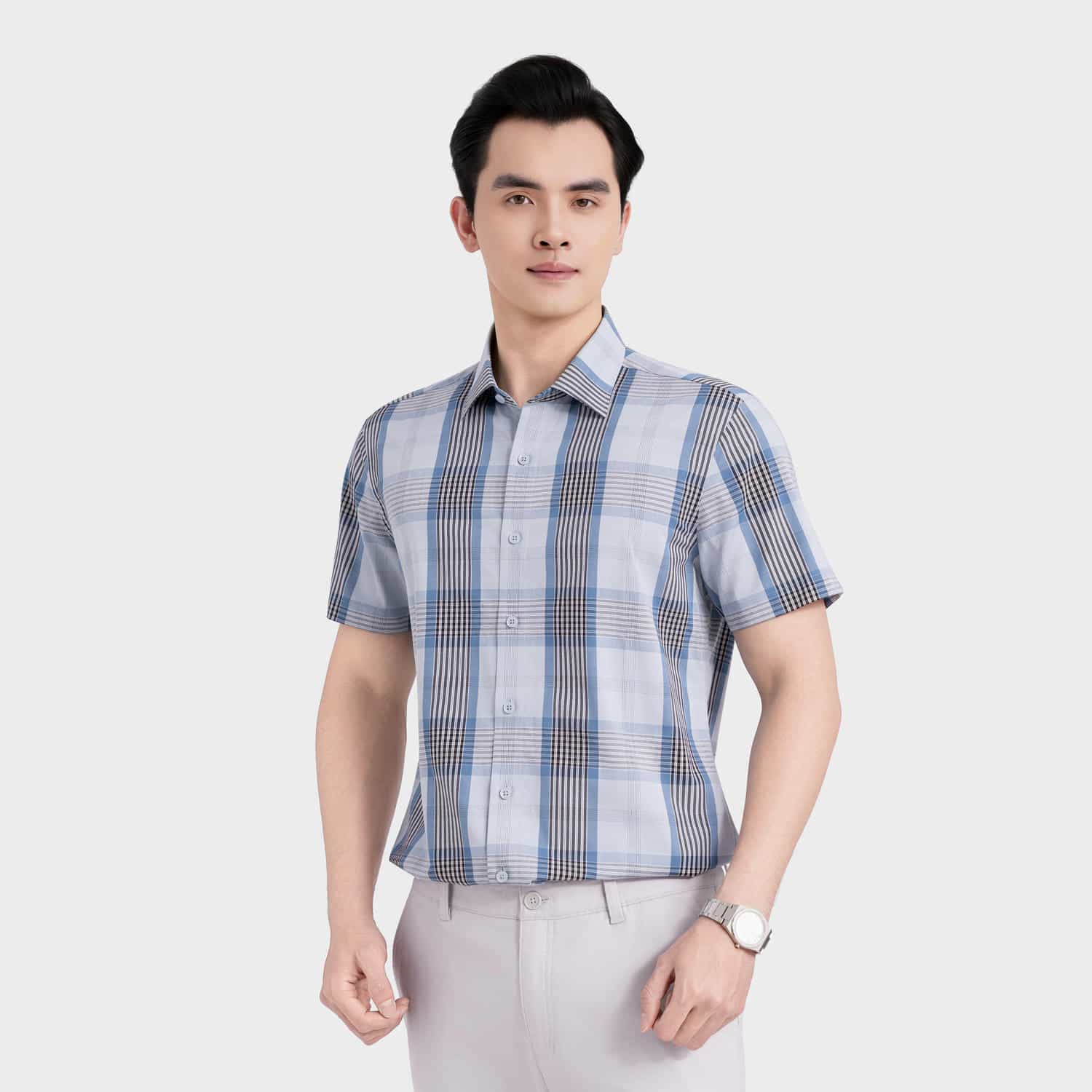 Áo Sơ Mi Nam Kẻ Đen Aristino ASS607EDP01