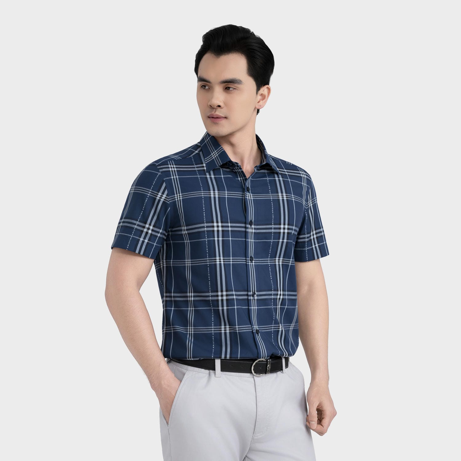 Áo Sơ Mi Nam Kẻ Trắng Aristino Slim Fit ASS502SAH2