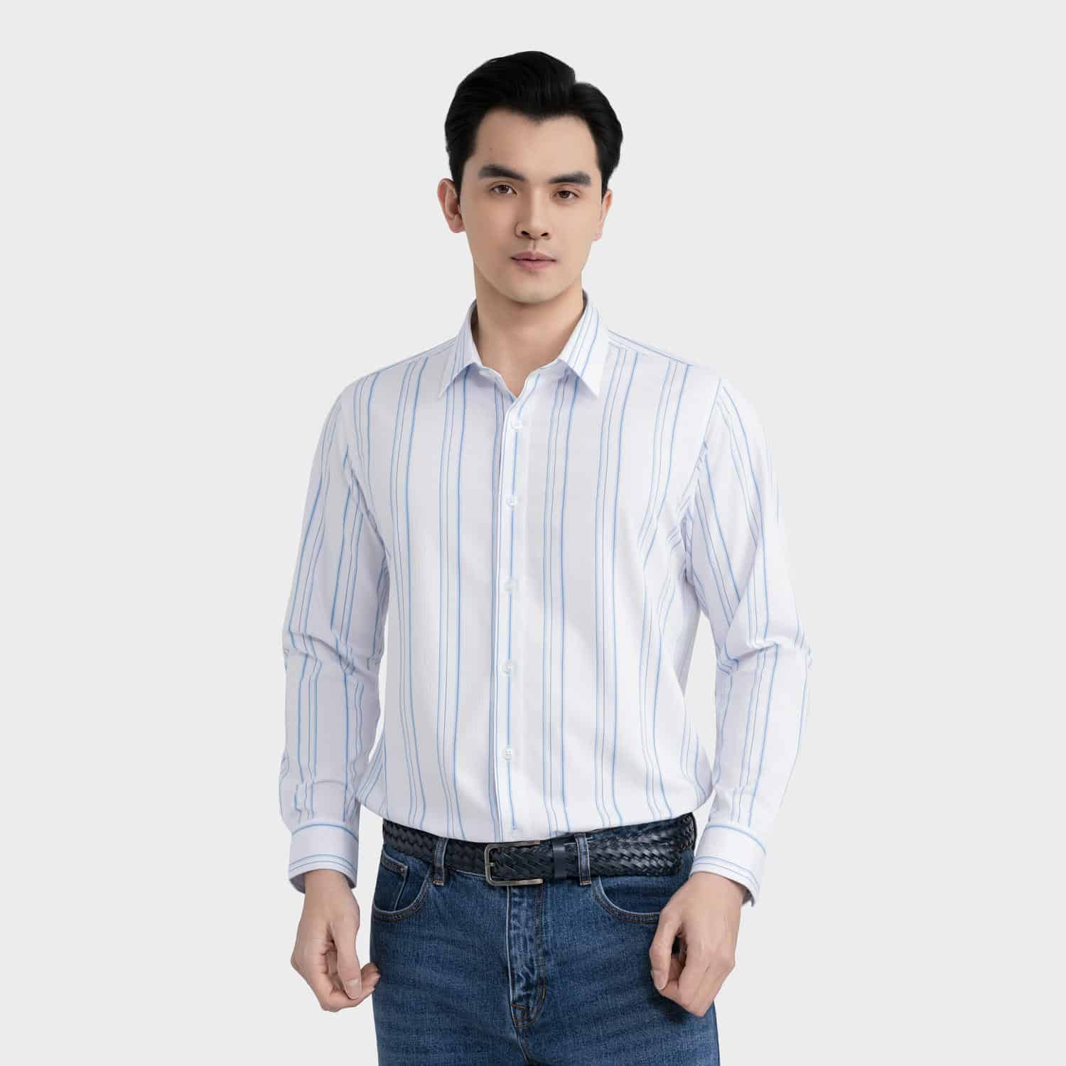 Áo Sơ Mi Nam Kẻ Xanh Aristino ALS099F0H2