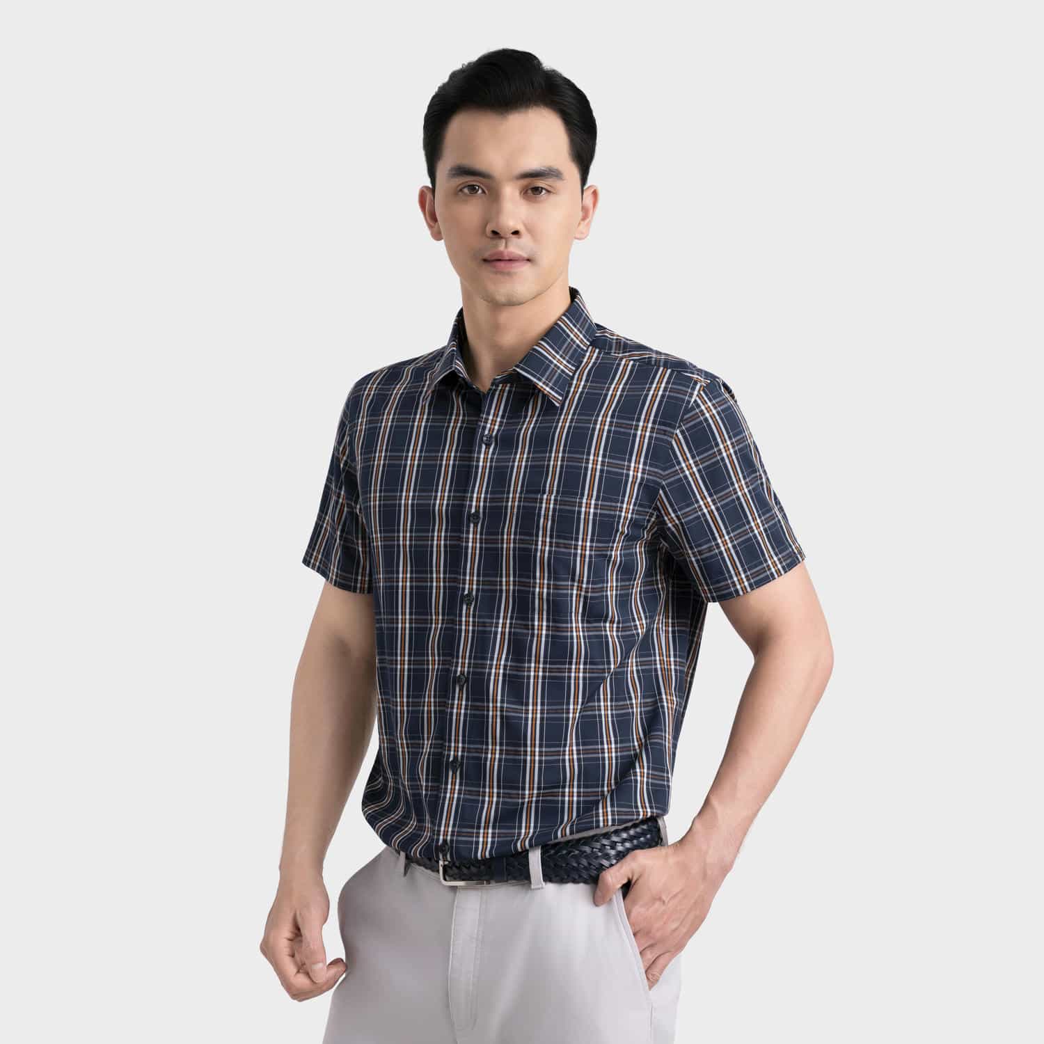 Áo Sơ Mi Nam Kẻ Vàng Aristino ASS572SAH2