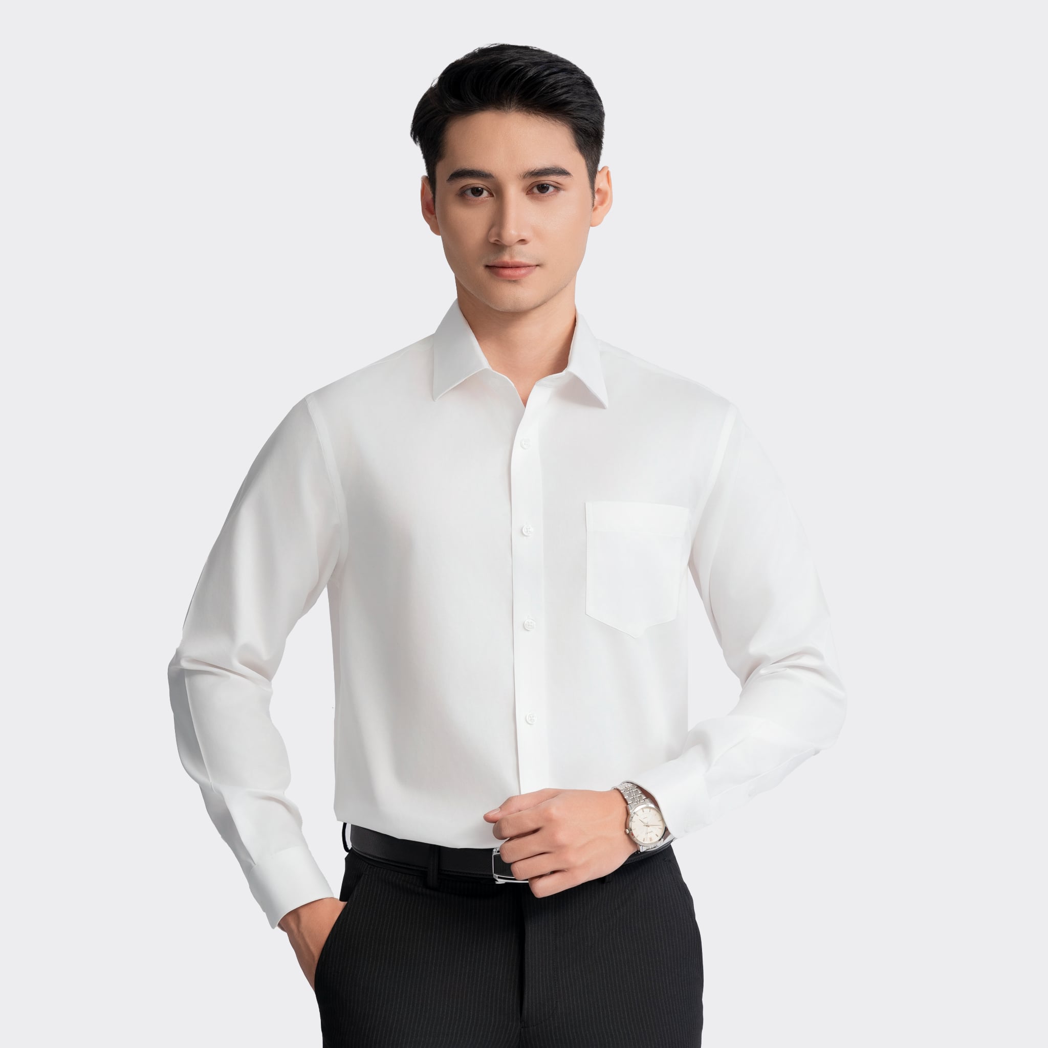 Áo Sơ Mi Trắng Nam Aristino Business Garment Dipping 1LS0550Z