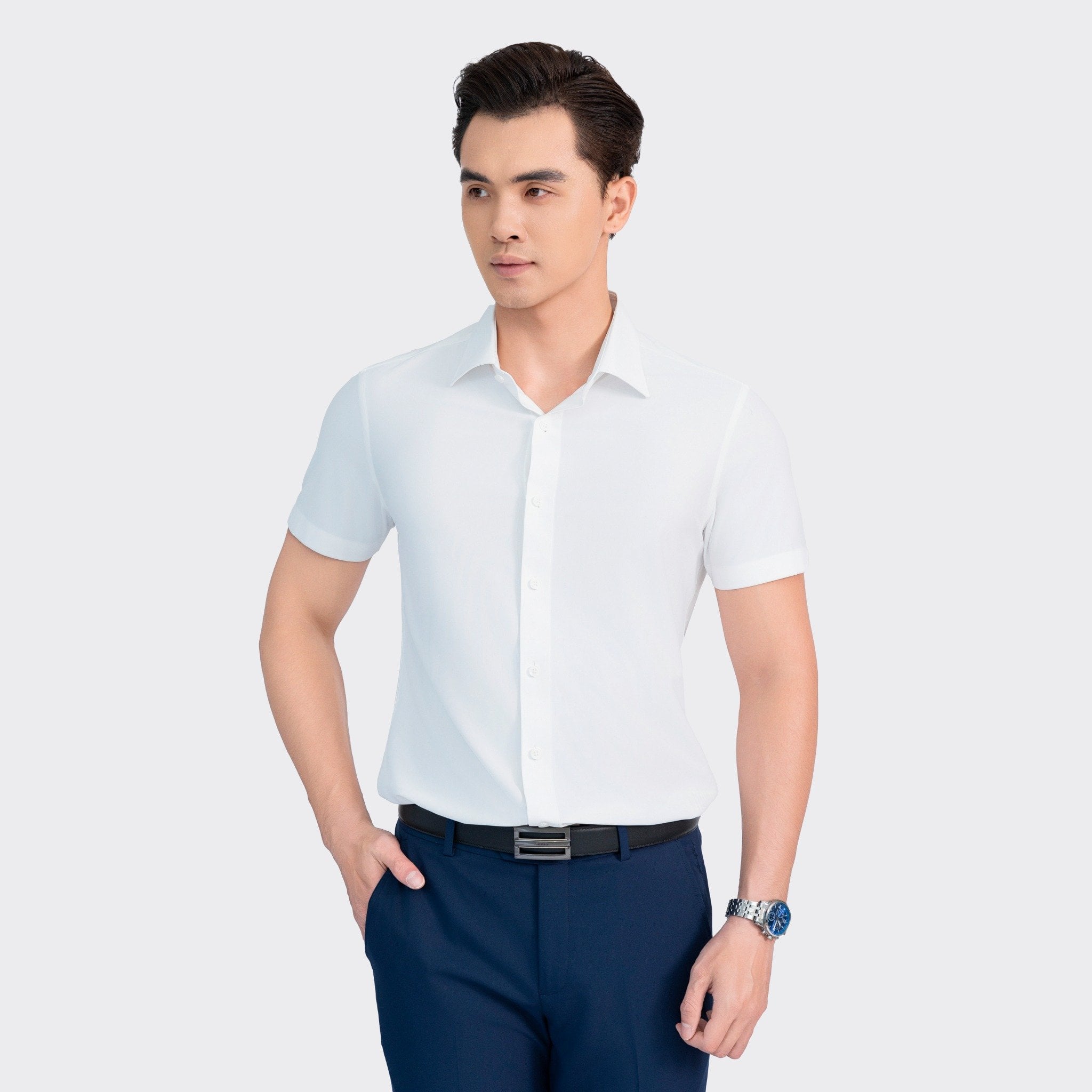 Áo Sơ Mi Trắng Nam Knit Nhật Aristino Business Knit 1SS067AZ