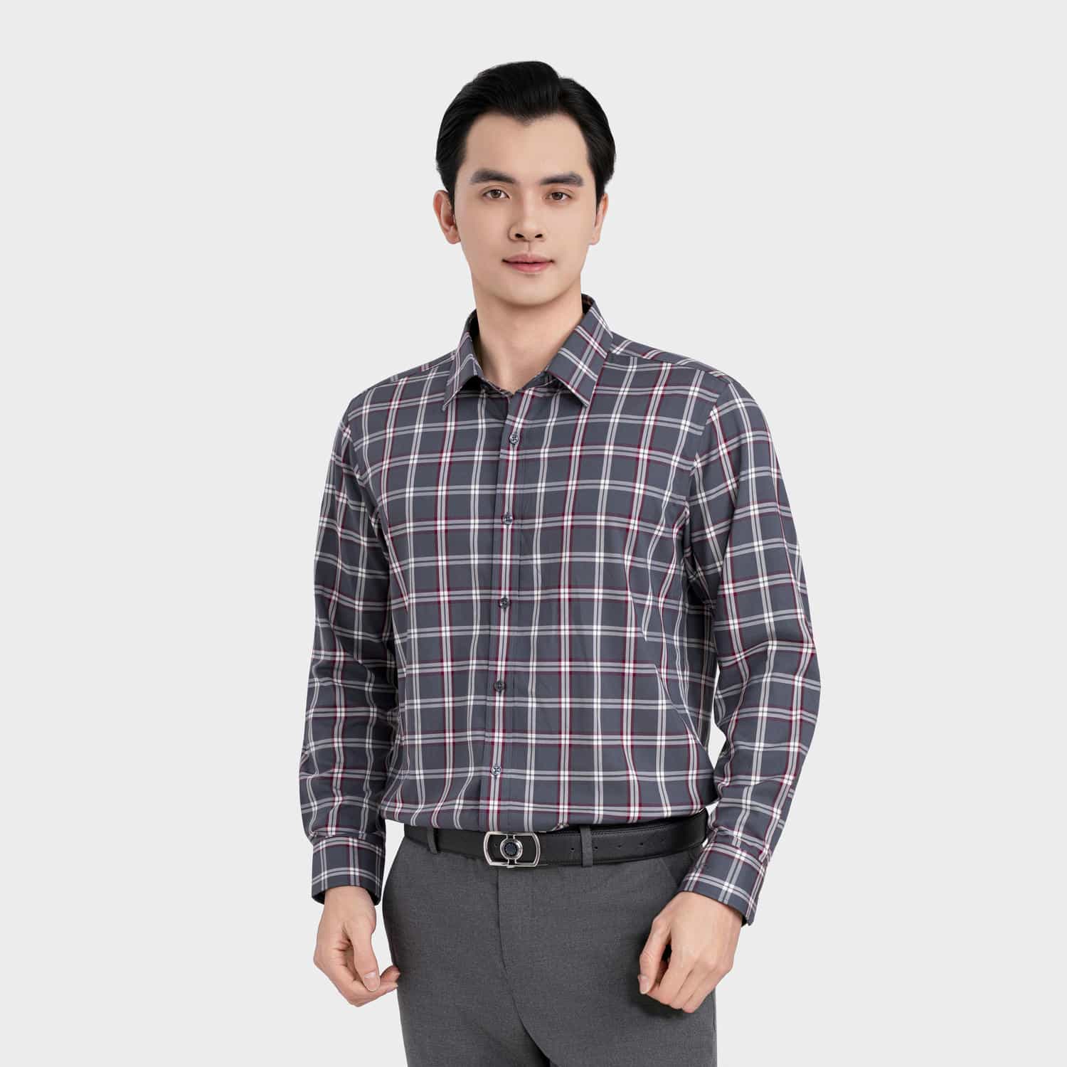 Áo Sơ Mi Nam Xanh Kẻ Bamboo Aristino ALS611EDP01