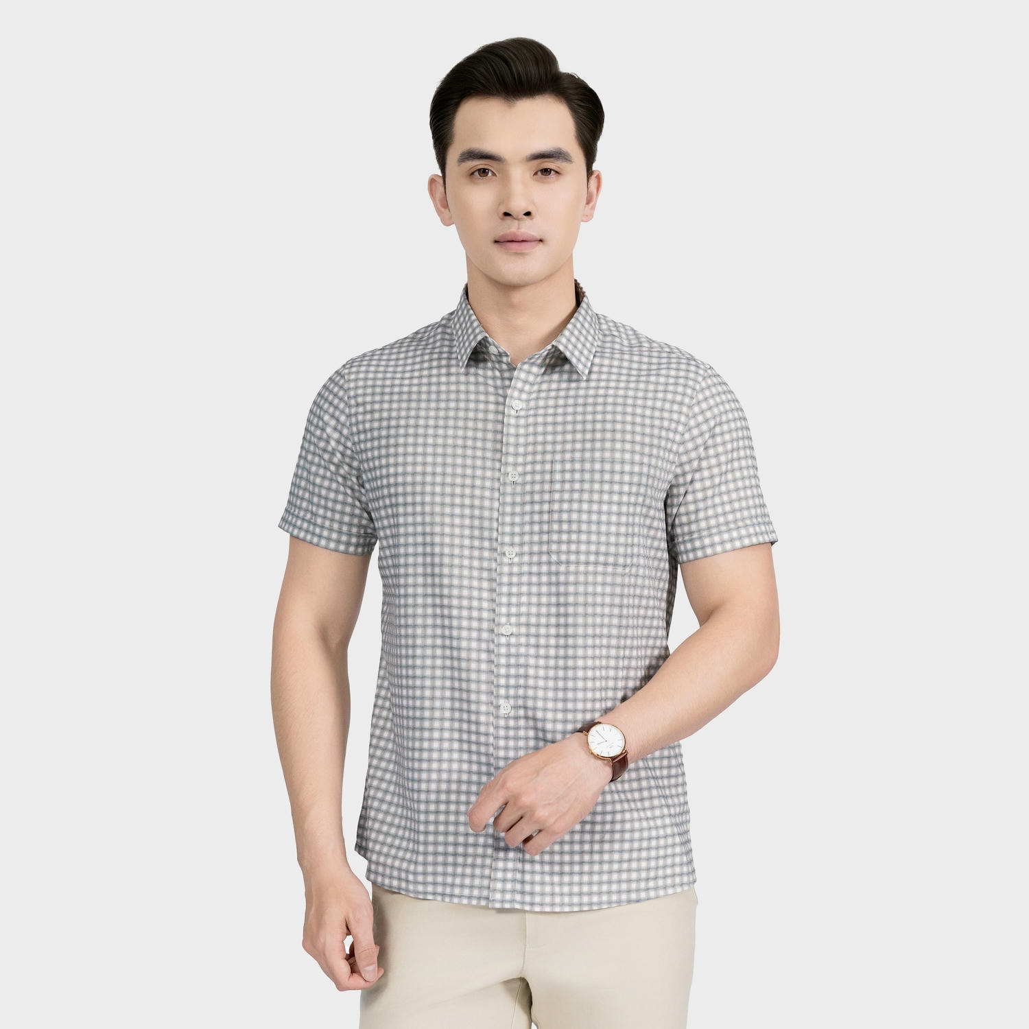 Áo Sơ Mi Nam Trắng Kẻ Aristino Perfect Fit ASS093AS4