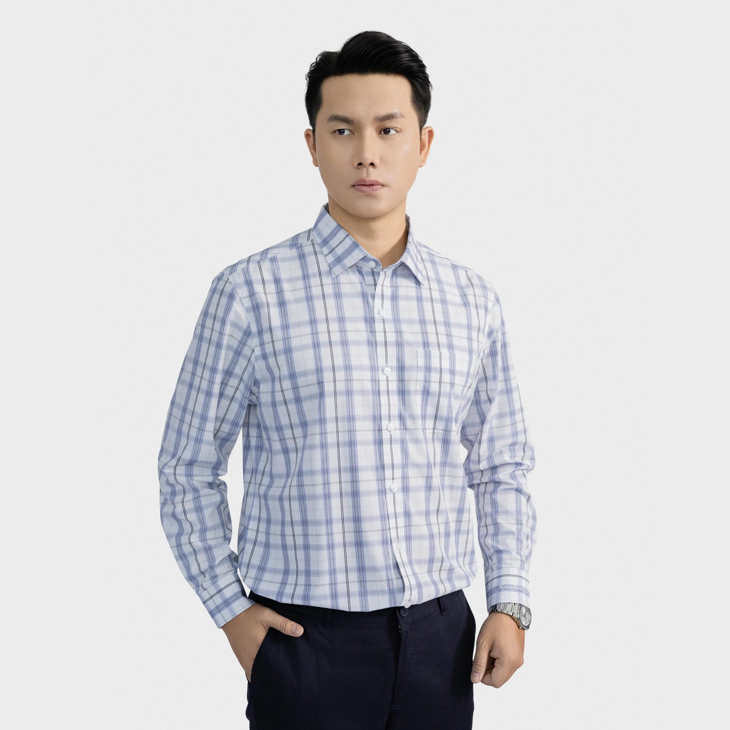 Áo Sơ Mi Nam Trắng Kẻ Aristino Regular Fit ALS1670S4