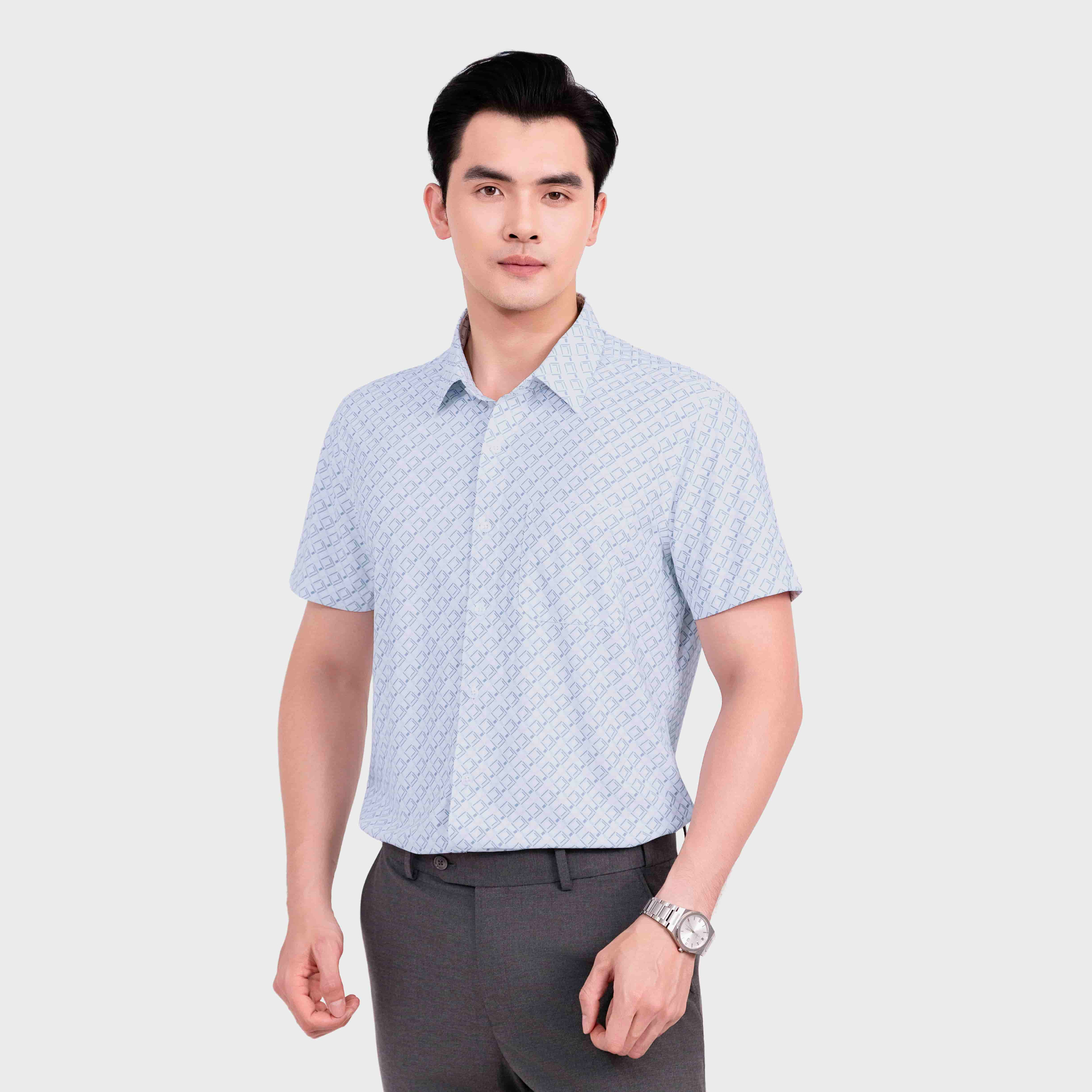 Áo Sơ Mi Nam Ngắn Tay Họa Tiết Kẻ Ô Aristino Regular Fit ASS415SAH2