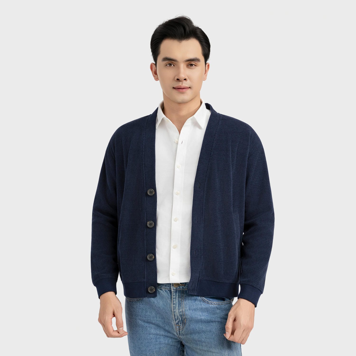 Áo Khoác 1 Lớp Cardigan Nam Regular Fit Aristino AJK005BS0