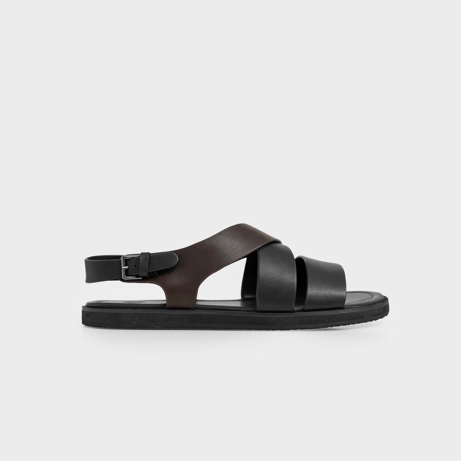 Dép Sandal Nam da Bò Dập Vân Trơn Aristino AFW0310S2