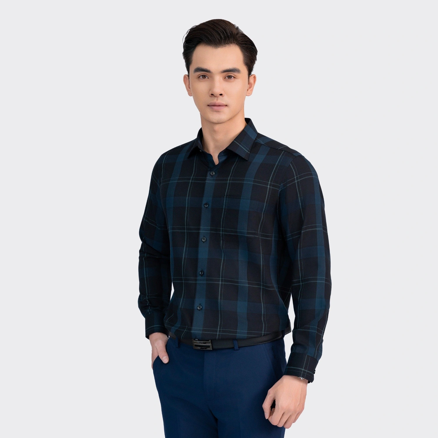 Áo Sơ Mi Kẻ Xanh Nam Aristino ALS1800Z