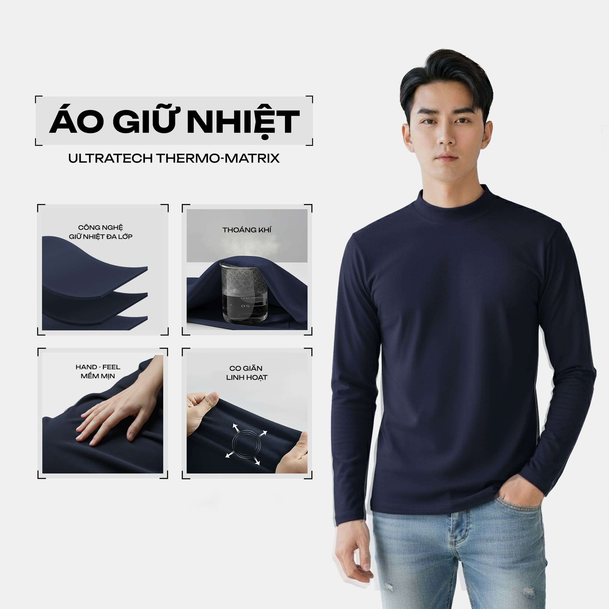 Áo Thun Giữ Nhiệt Nam Đen Insidemen Body Fit ILT026EDP01