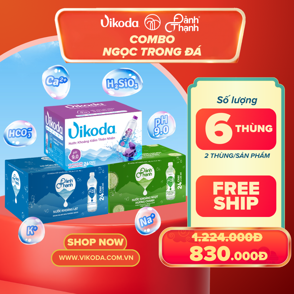  Combo 6 thùng VIKODA - KHOÁNG LẠT - KHOÁNG NGỌT 