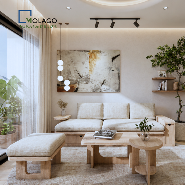 Bộ sofa băng gỗ phòng khách có tủ, 6 món ( mã sp) Sakura | Molago