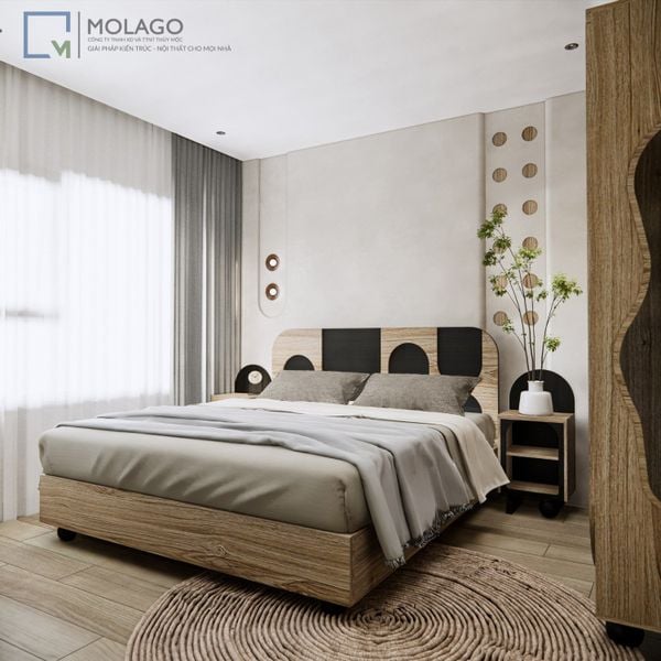 Giường ngủ gỗ MDF đơn đôi 1m2 đến 1m8 B001 Rattan | Molago