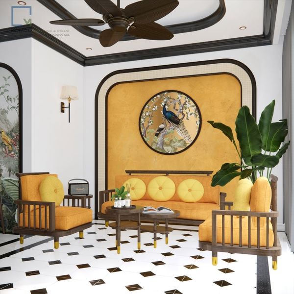 Trọn bộ sofa kết hợp bộ tủ kệ tivi cho phòng khách CB003 Heaven's Gate