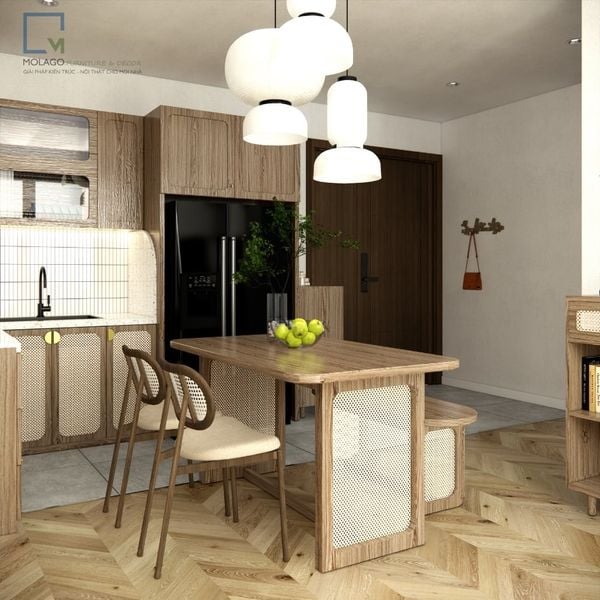 Trọn bộ hệ phòng bếp và bộ bàn ăn ghế rời hiện đại CB019 Sakura | Molago