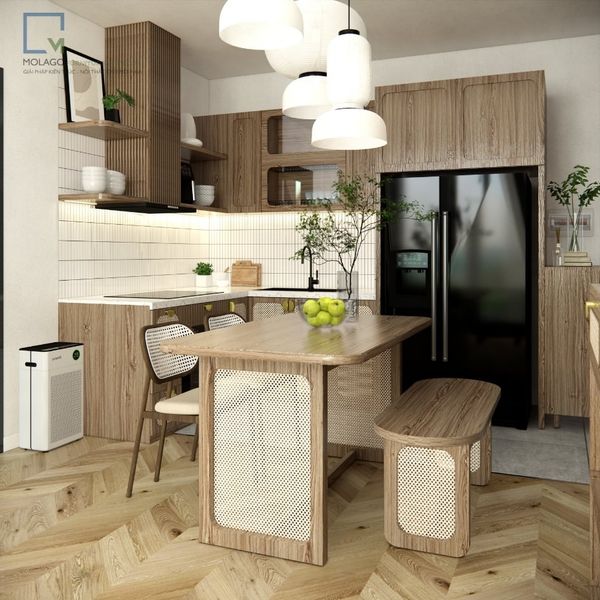 Trọn bộ hệ phòng bếp và bộ bàn ăn ghế rời hiện đại CB019 Sakura | Molago
