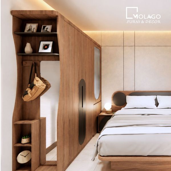 Bộ kệ tủ quần áo gỗ, decor 3 món (mã sp) Rattan V2 | Molago