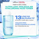  Toner thuần chay HA siêu vi nano cấp ẩm chuyên sâu & căng bóng da Isntree Ultra-low Molecular Hyaluronic Acid 300ml 