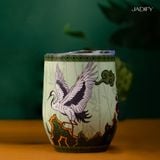  Cốc Giữ Nhiệt Ngũ Hành Kỳ Bảo - Tuyết Mộc Hạc - Eggy Cup Snowy Crane Wood – 350ml -Jadify 