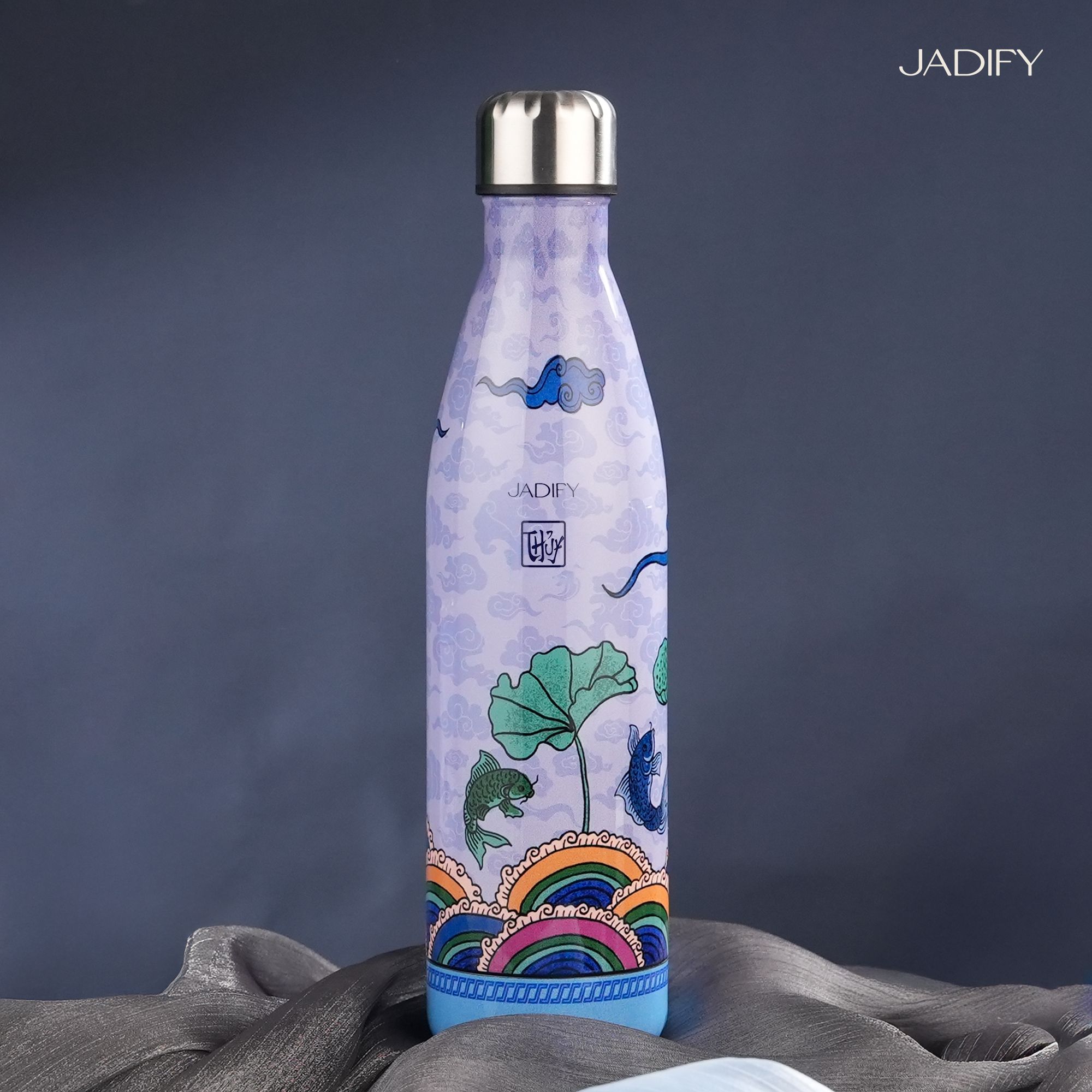  Bình Giữ Nhiệt Ngũ Hành Kỳ Bảo – Lý Ngư Thanh Thủy – Wavy Bottle Azure Carp - 750ml - Jadify 
