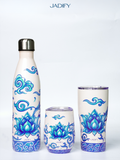  Bình Giữ Nhiệt Hoa Sen - Vân Lam Liên Phúc - Wavy Bottle Blessed Blue Lotus – 750ml - Jadify 