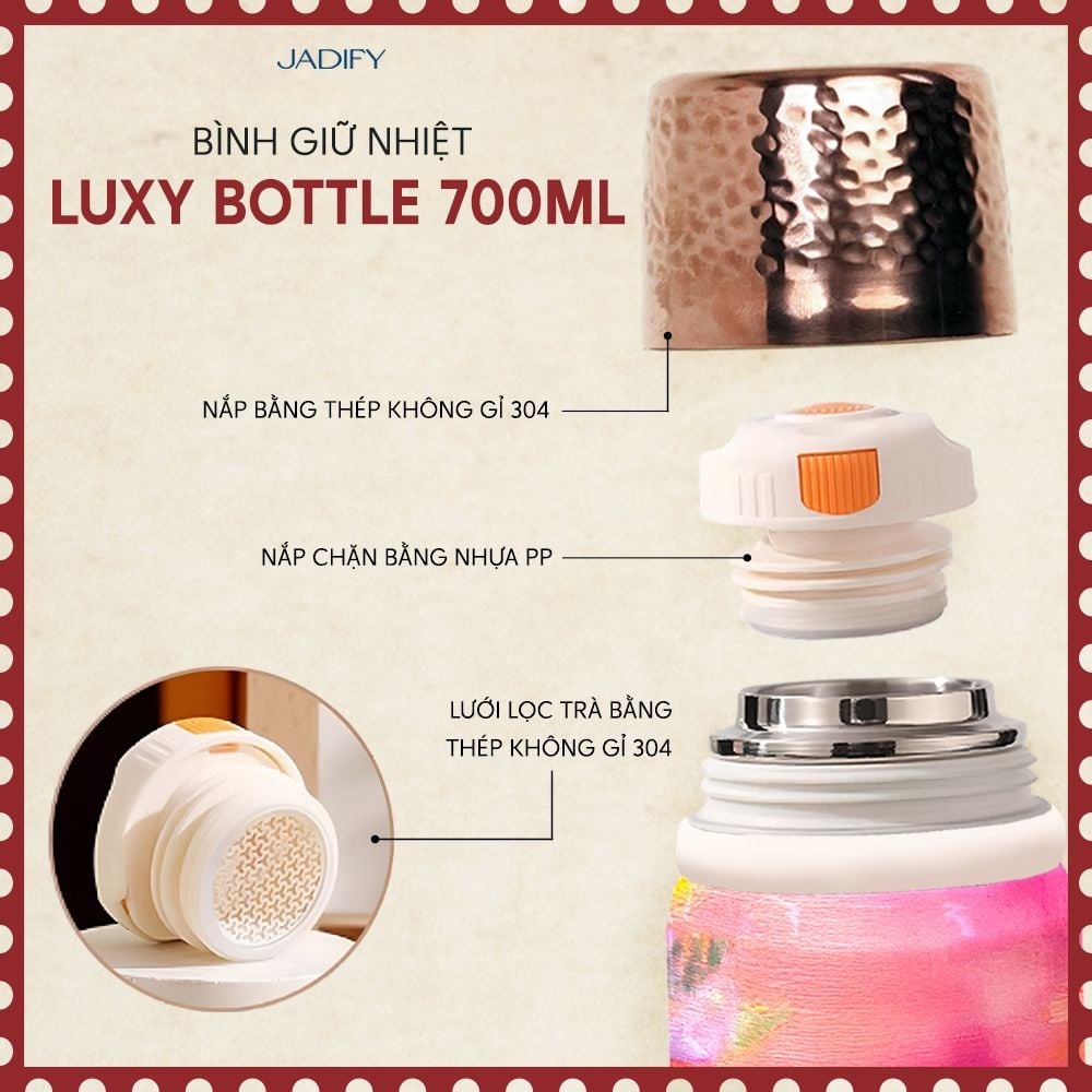  Bộ Quà Tặng Bình Giữ Nhiệt "Bạch Mã Hồng Mai" - Luxy Bottle "White Horse of Spring" – 700ml - BST Mã Diên Phúc - Jadify 