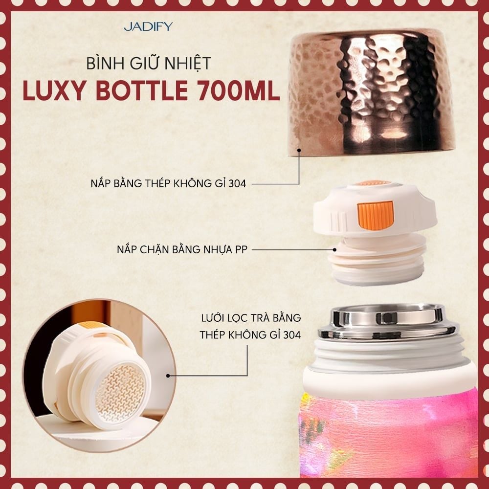  Bộ Quà Tặng Bình Giữ Nhiệt "Bạch Mã Hồng Mai" - Phiên Bản Hộp Lụa Cao Cấp - Luxy Bottle "White Horse of Spring" - 700ml - Jadify 
