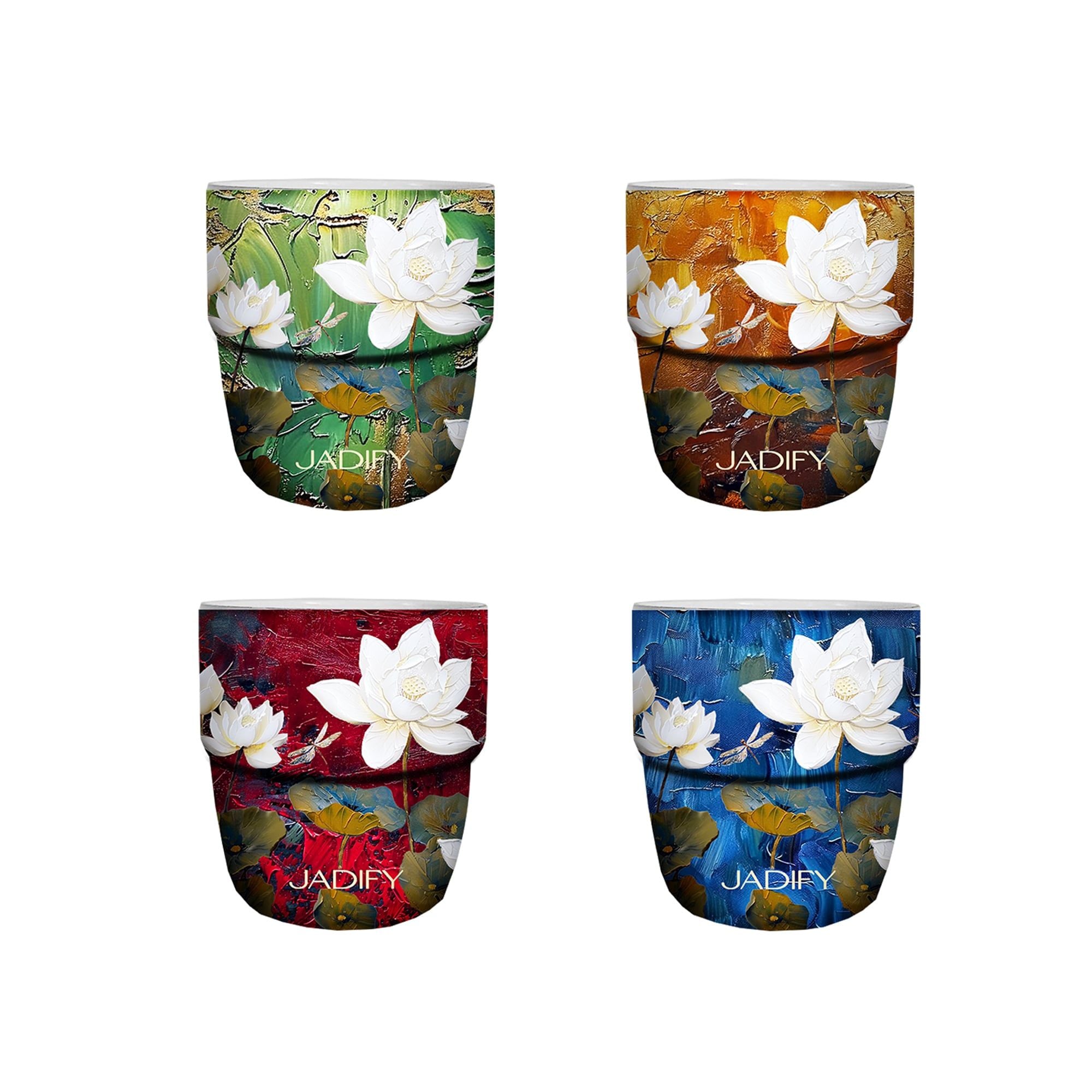  Bộ Chén Trà Hoa Sen "Tứ Thời Họa Liên" - 120ml - Jadify 