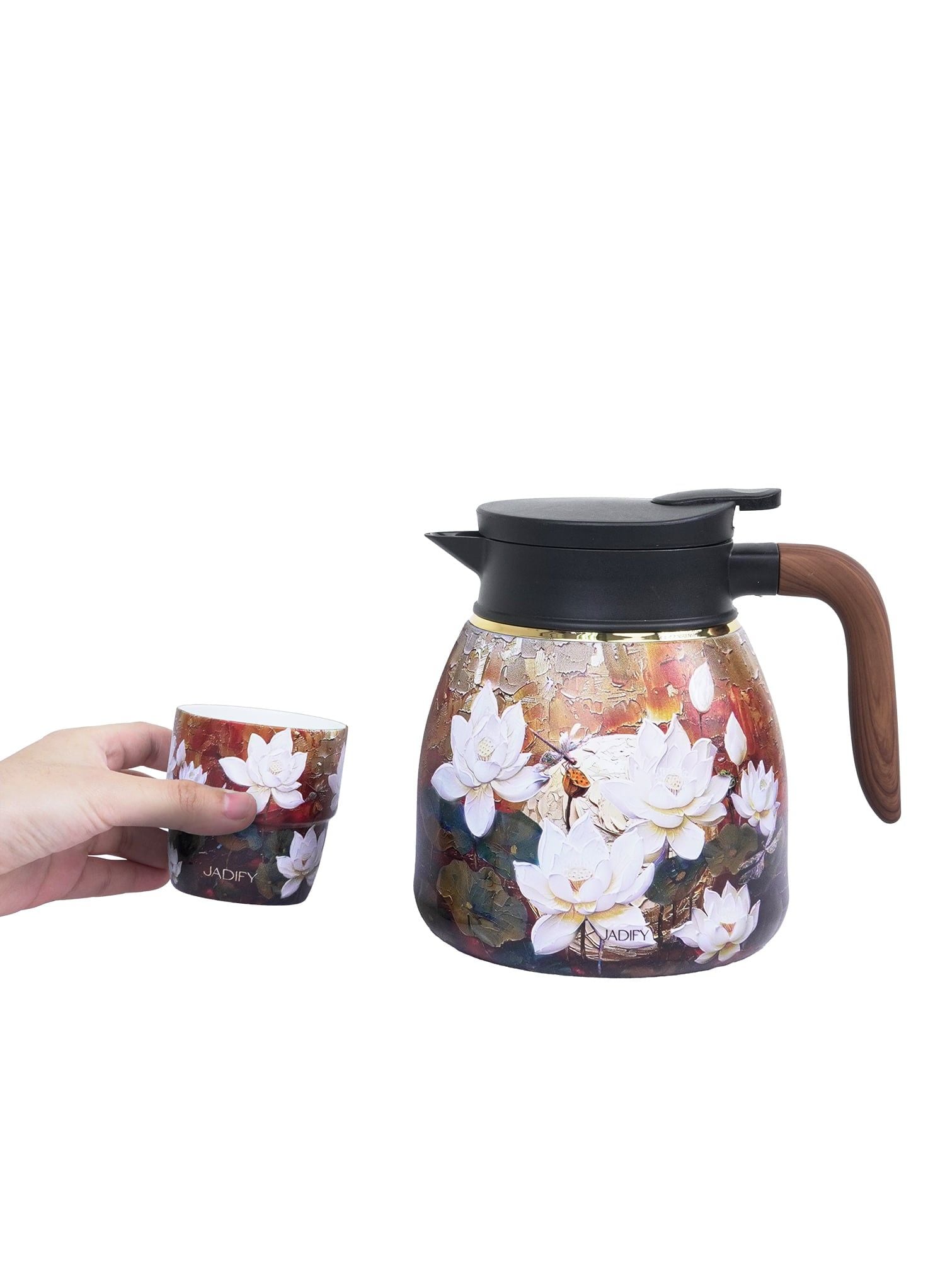  Bộ Ấm Chén Trà Hoa Sen "Tứ Thời Họa Liên" - Hạ Hoàng - Golden Summer Tea Set - Jadify 