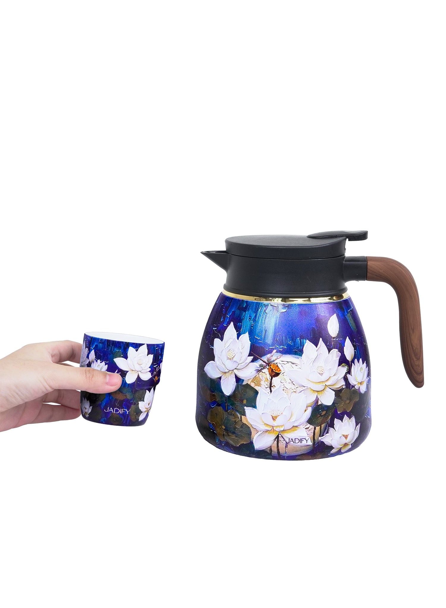  Bộ Ấm Chén Trà Hoa Sen "Tứ Thời Họa Liên" - Đông Bích - Sapphire Winter Tea Set - Jadify 