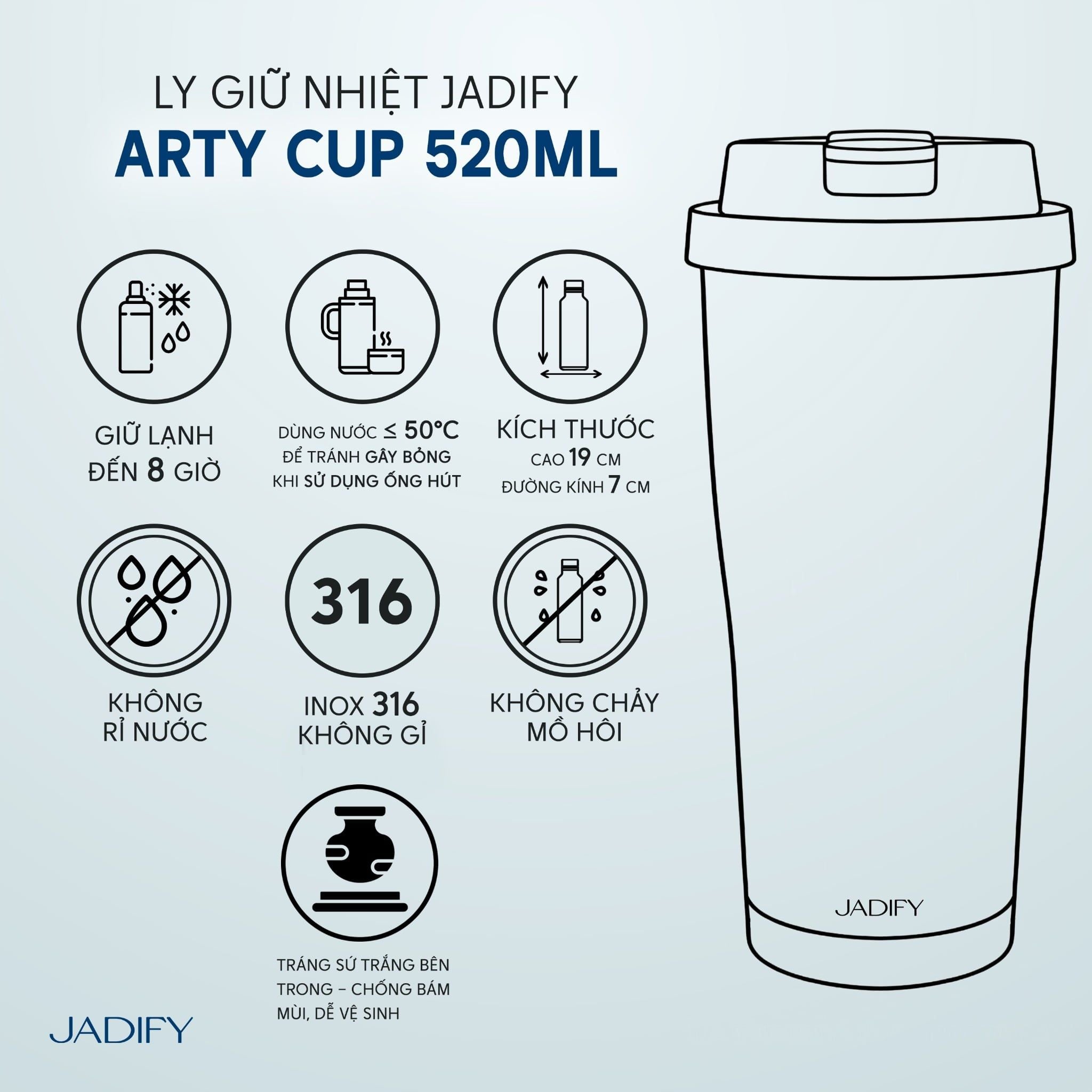  Ly Giữ Nhiệt Cao Cấp - Vân Mã Hồng Điều - Arty Cup Crimson Cloud Steed - 520ml - Jadify 