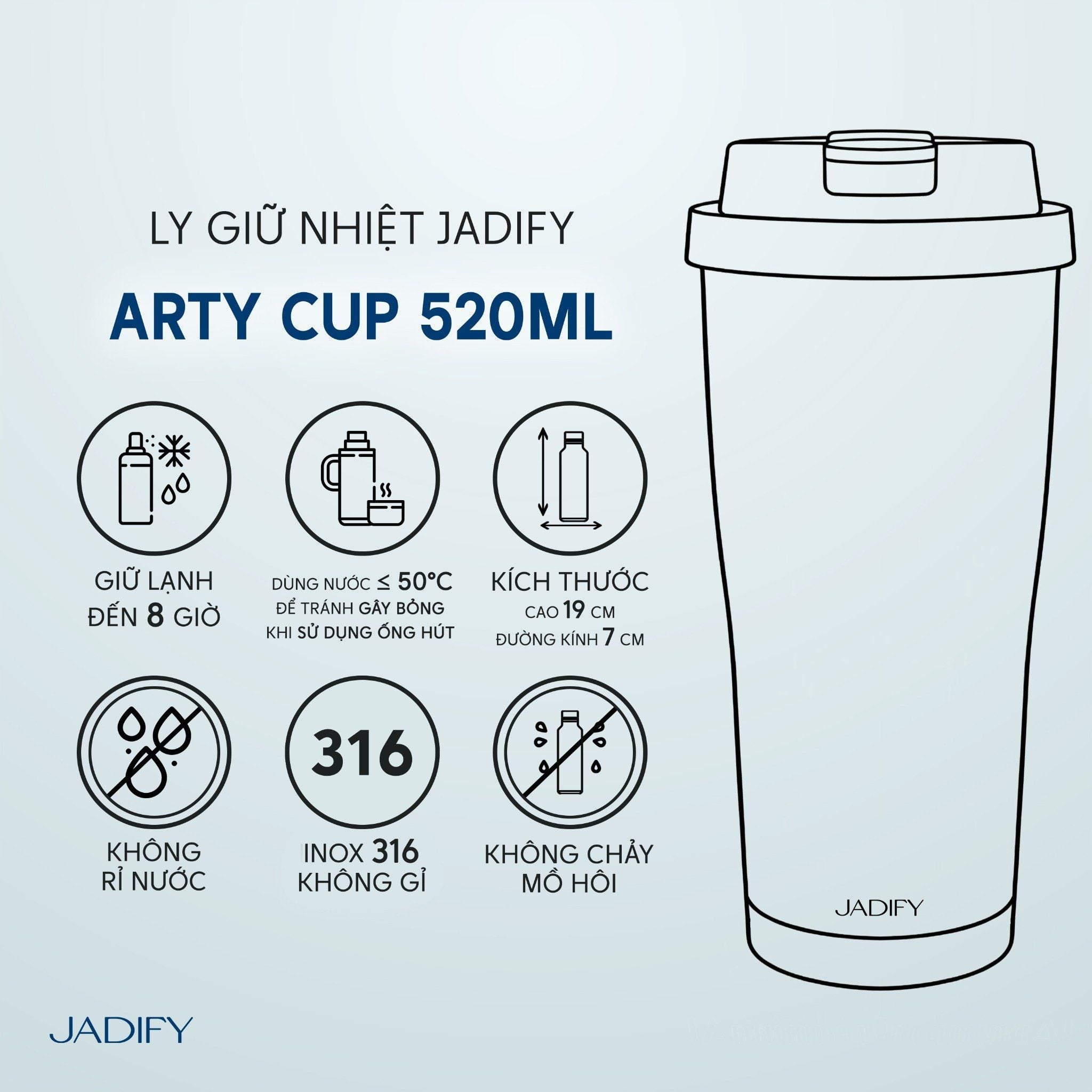  Ly Giữ Nhiệt Cao Cấp - Thong Dong Phố Hội - Arty Cup Strolling Hoi An - 520ml - Jadify 