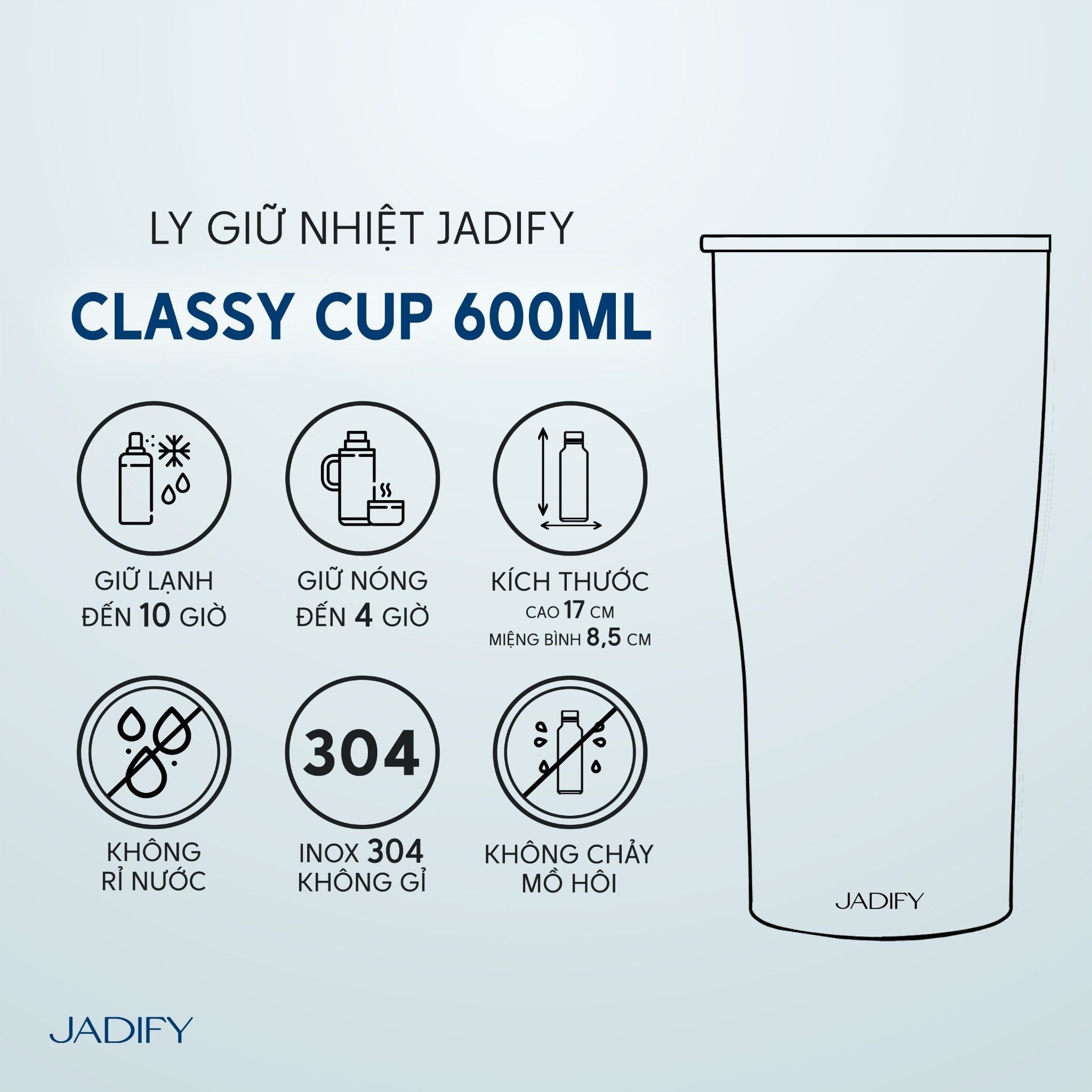  Ly Giữ Nhiệt Hoa Sen - Dạ Sen Nguyệt Ảnh - Classy Cup Midnight – 600ml - Jadify 