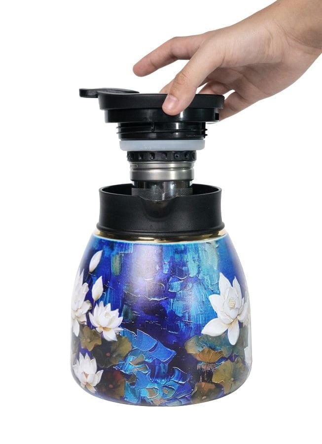  Bộ Ấm Chén Trà Hoa Sen "Tứ Thời Họa Liên" - Đông Bích - Sapphire Winter Tea Set - Jadify 