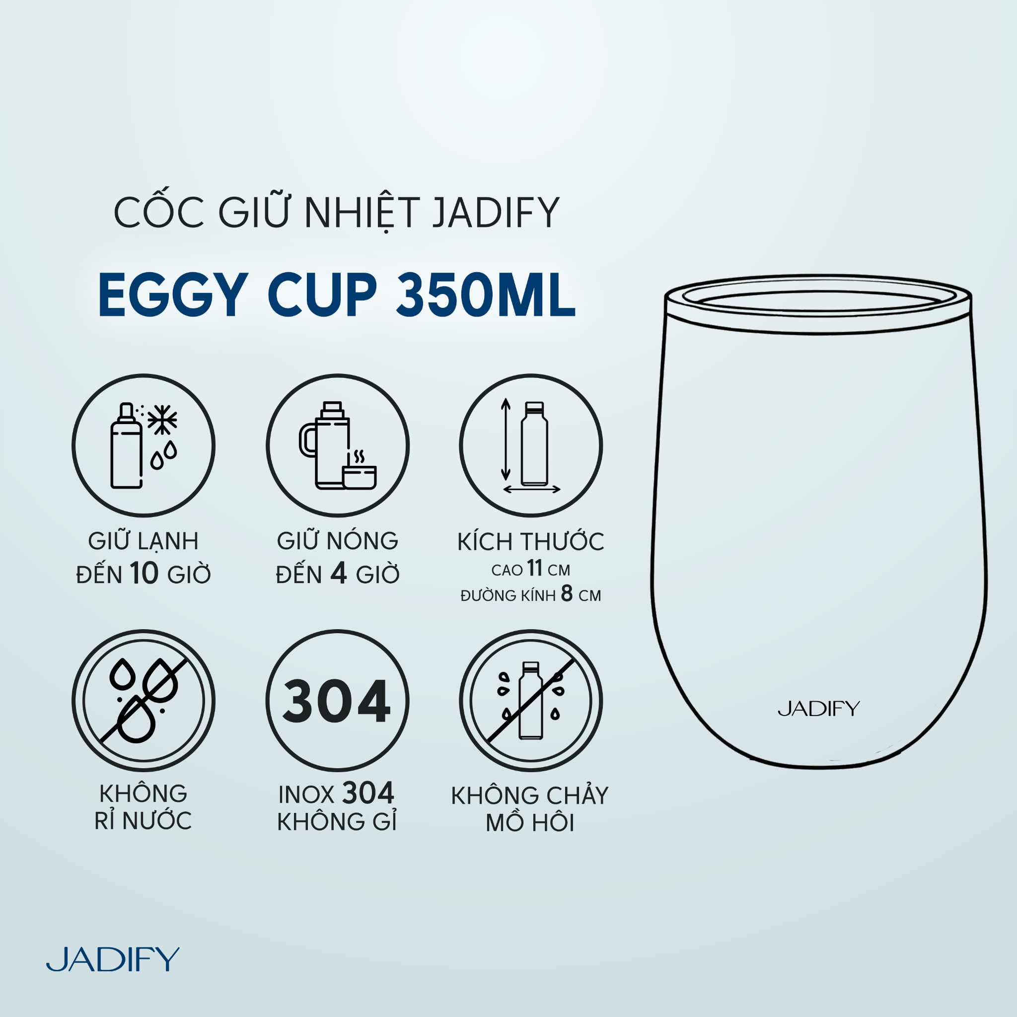 Cốc Giữ Nhiệt Nhất Mã Tam Vùng - Eggy Cup "One Horse, Three Lands" – 350ml - BST "Mã Diên Phúc" - Jadify 
