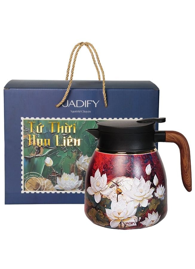  Ấm Giữ Nhiệt Hoa Sen Thu Đan - Carmine Autumn Cozy Teapot - BST Tứ Thời Họa Liên - 1.1L - Jadify 