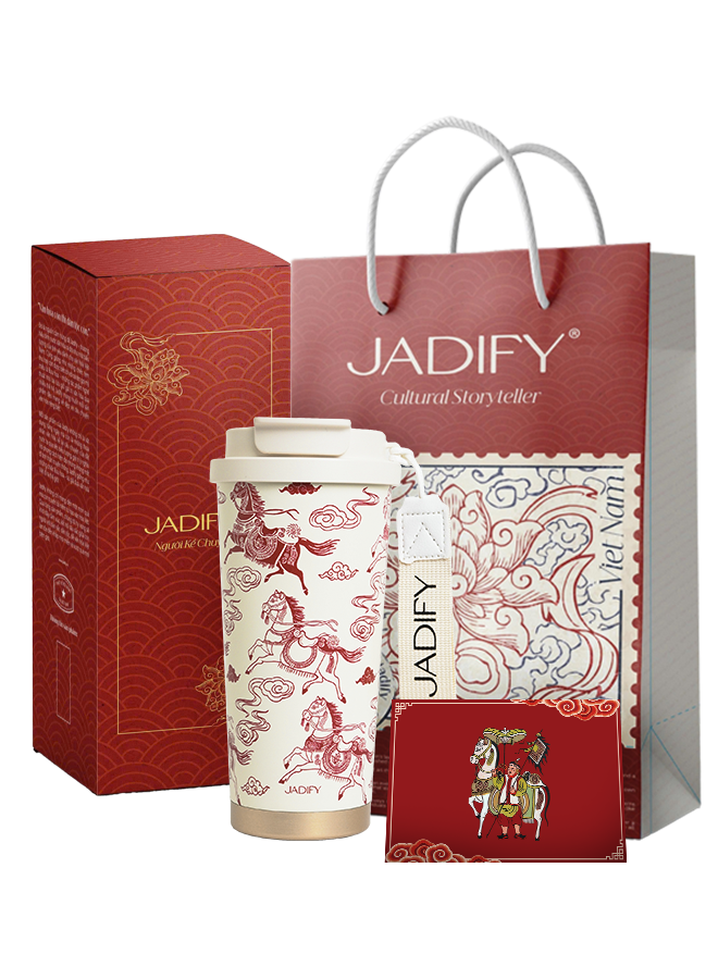  Ly Giữ Nhiệt Cao Cấp - Vân Mã Hồng Điều - Arty Cup Crimson Cloud Steed - 520ml - Jadify 