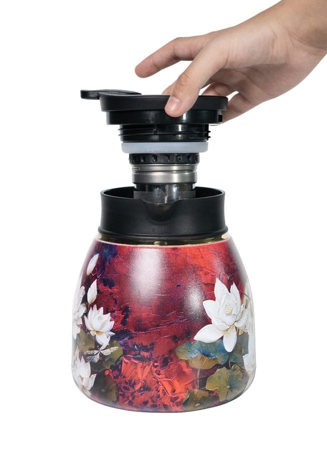  Bộ Ấm Chén Trà Hoa Sen "Tứ Thời Họa Liên" - Thu Đan - Carmine Autumn Tea Set - Jadify 