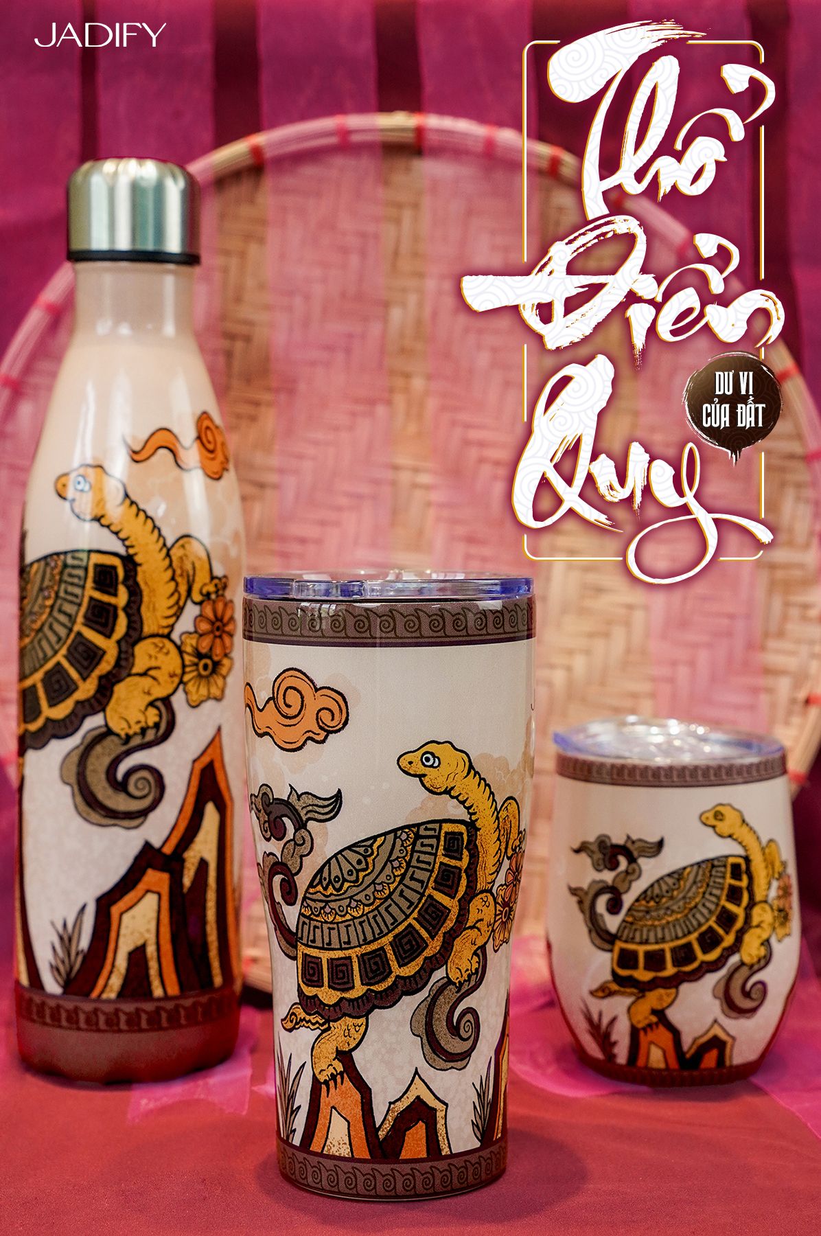  Bình Giữ Nhiệt Ngũ Hành Kỳ Bảo – Thổ Điển Quy – Wavy Bottle The Earthly Turtle - 750ml - Jadify 