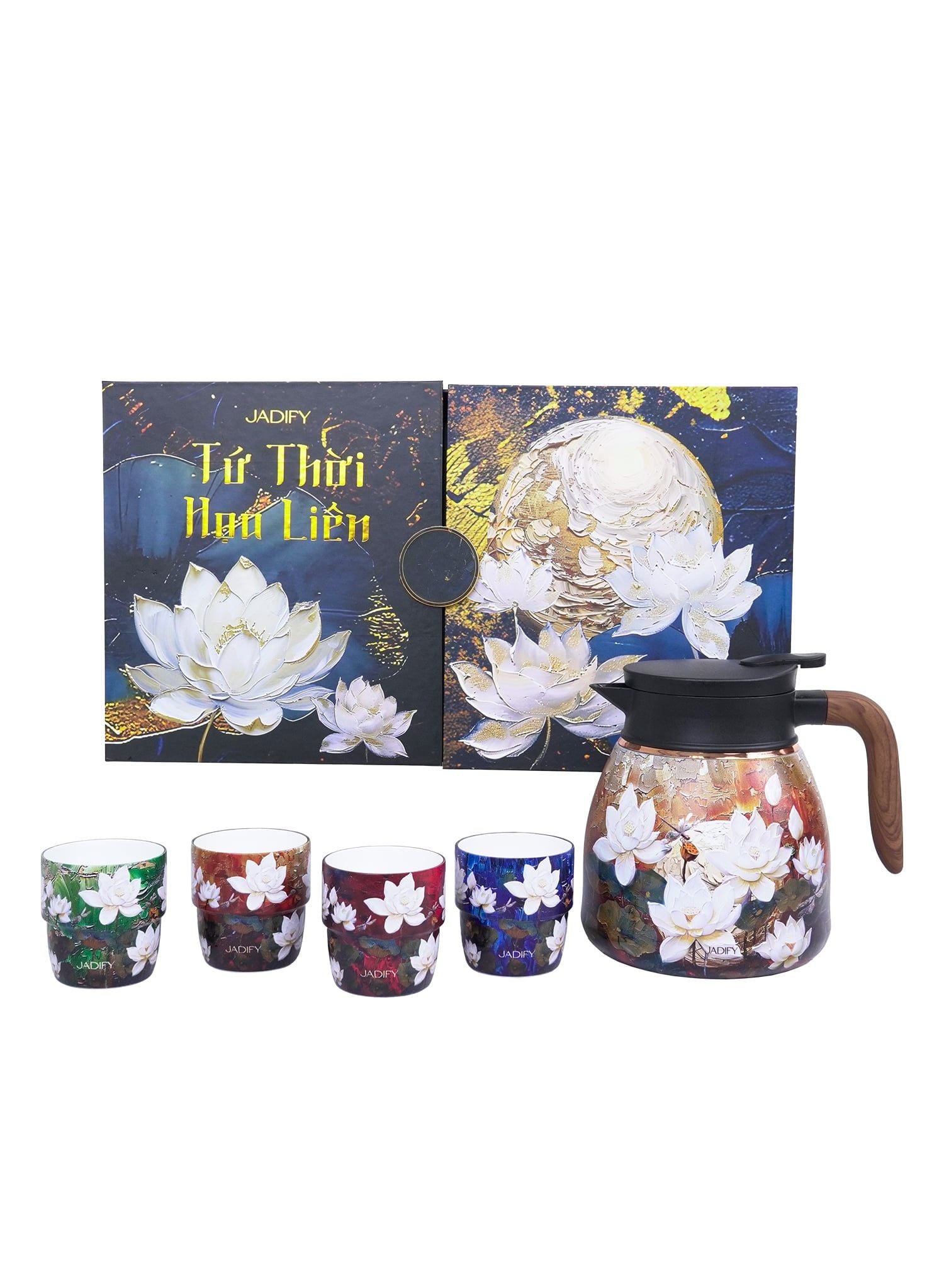  Bộ Ấm Chén Trà Hoa Sen "Tứ Thời Họa Liên" - Hạ Hoàng - Golden Summer Tea Set - Jadify 