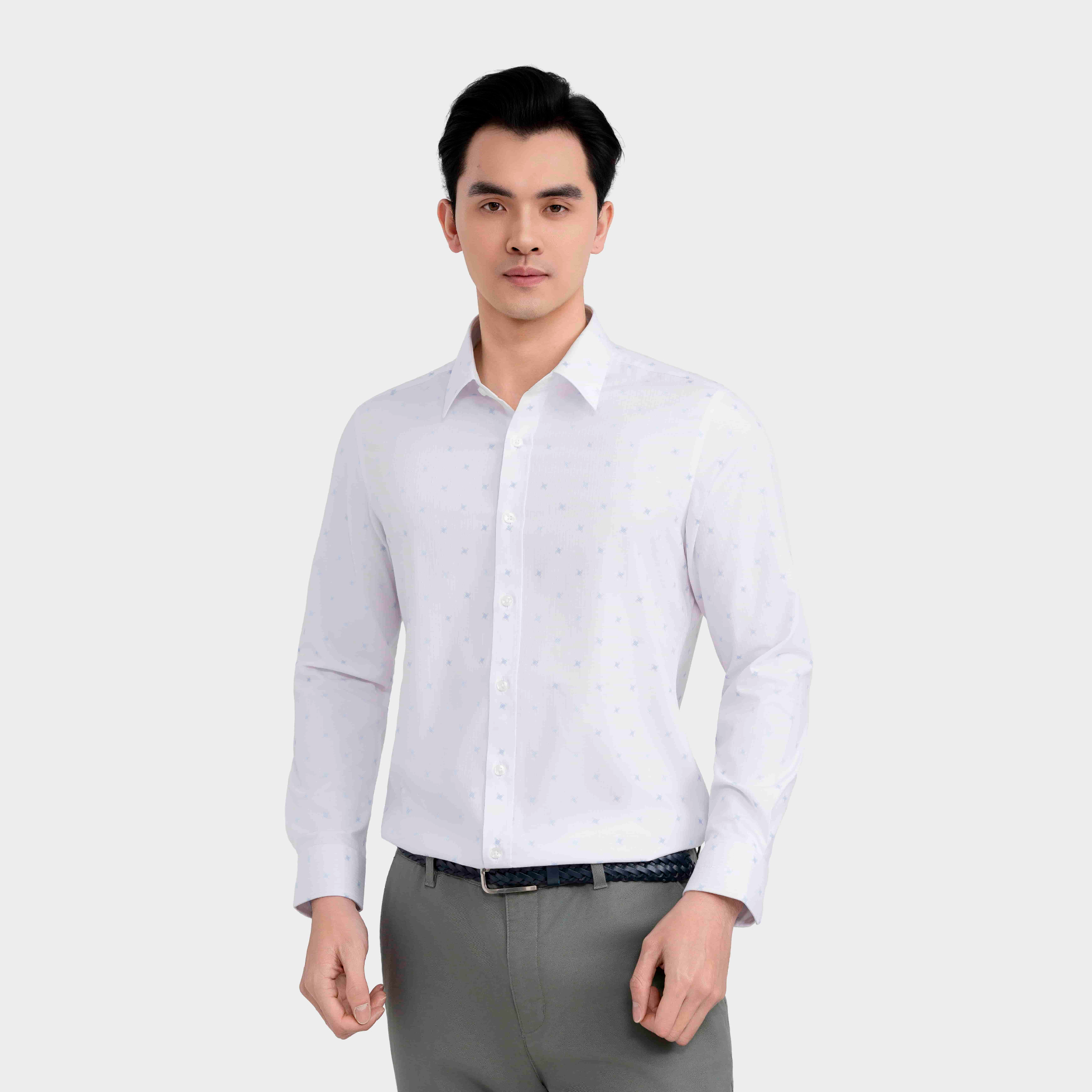 Áo Sơ Mi Nam Dài Tay Họa Tiết Xanh Aristino Slim Fit ALS100F0H2