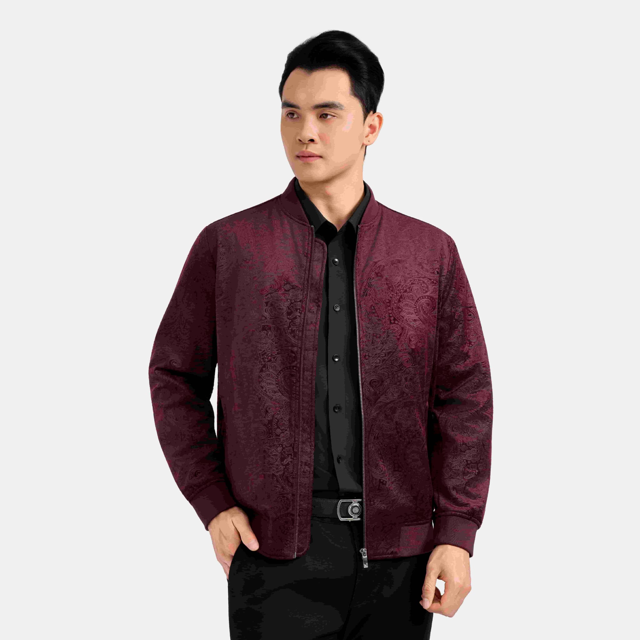 Áo Khoác 2 Lớp Nam Booc Đô Jacquard Aristino AJK602EDP01