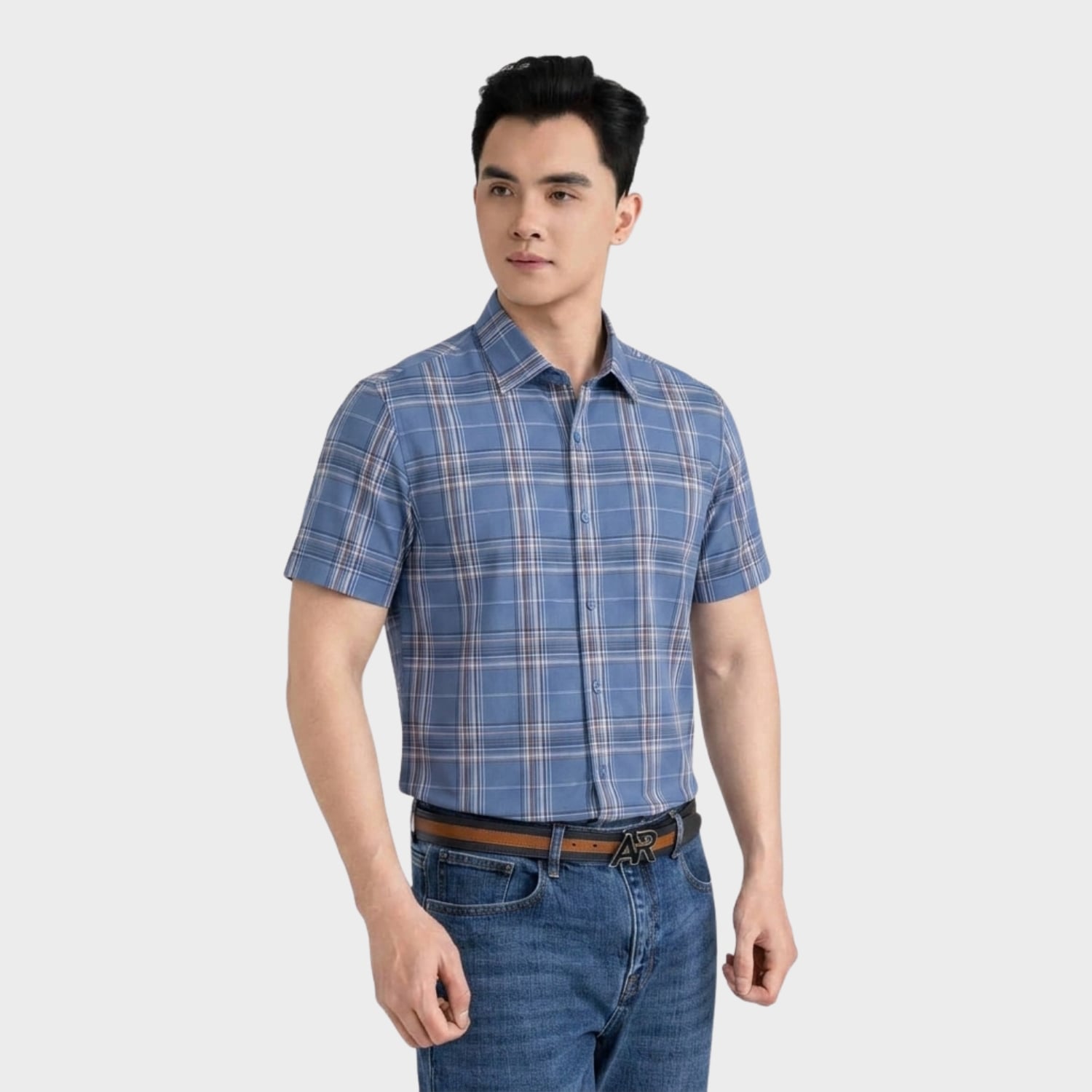 Áo Sơ Mi Nam Kẻ Bamboo by visco Aristino Slim fit ASS027AS2