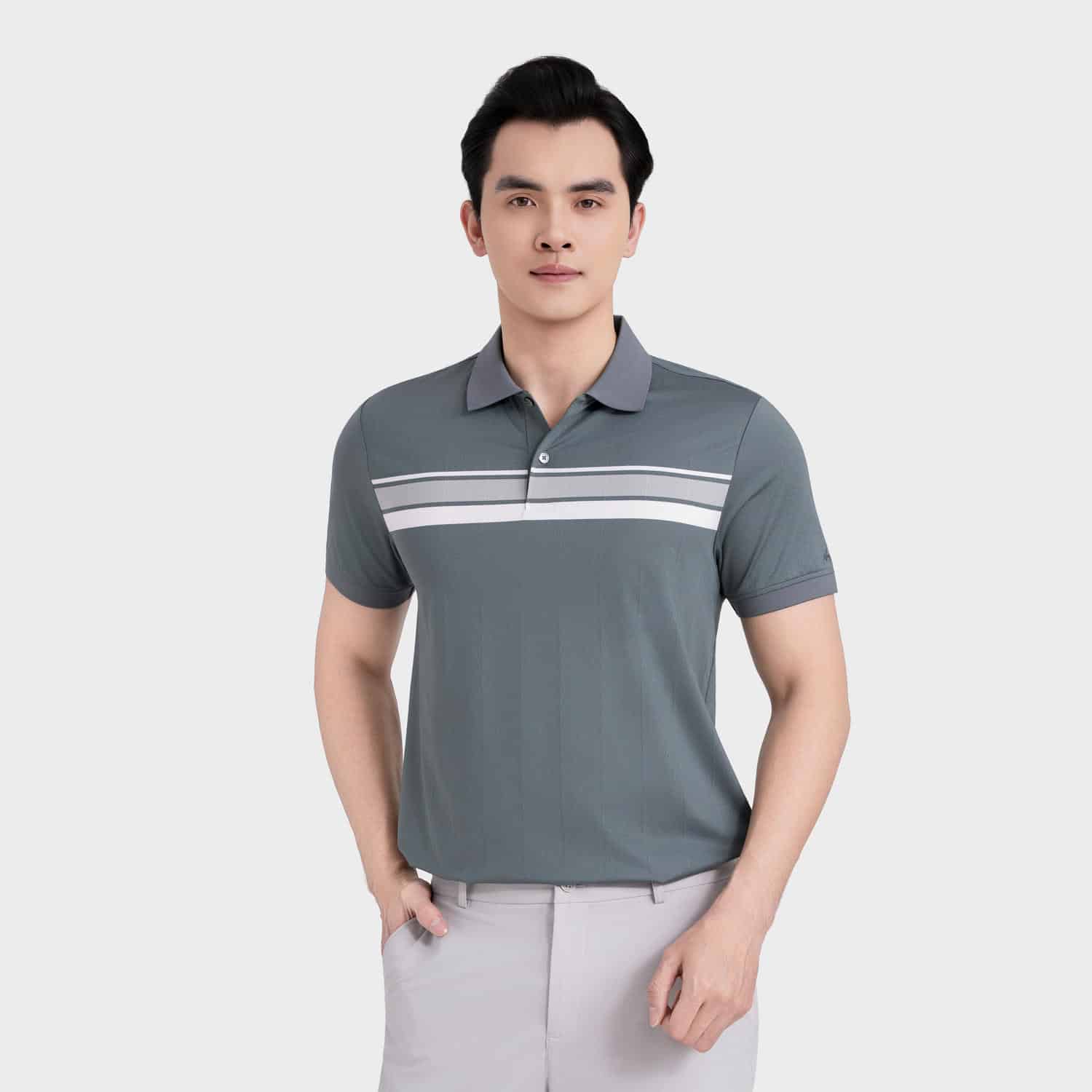Áo Elite Polo Nam Xanh Kẻ Aristino Slim APS601EDP01