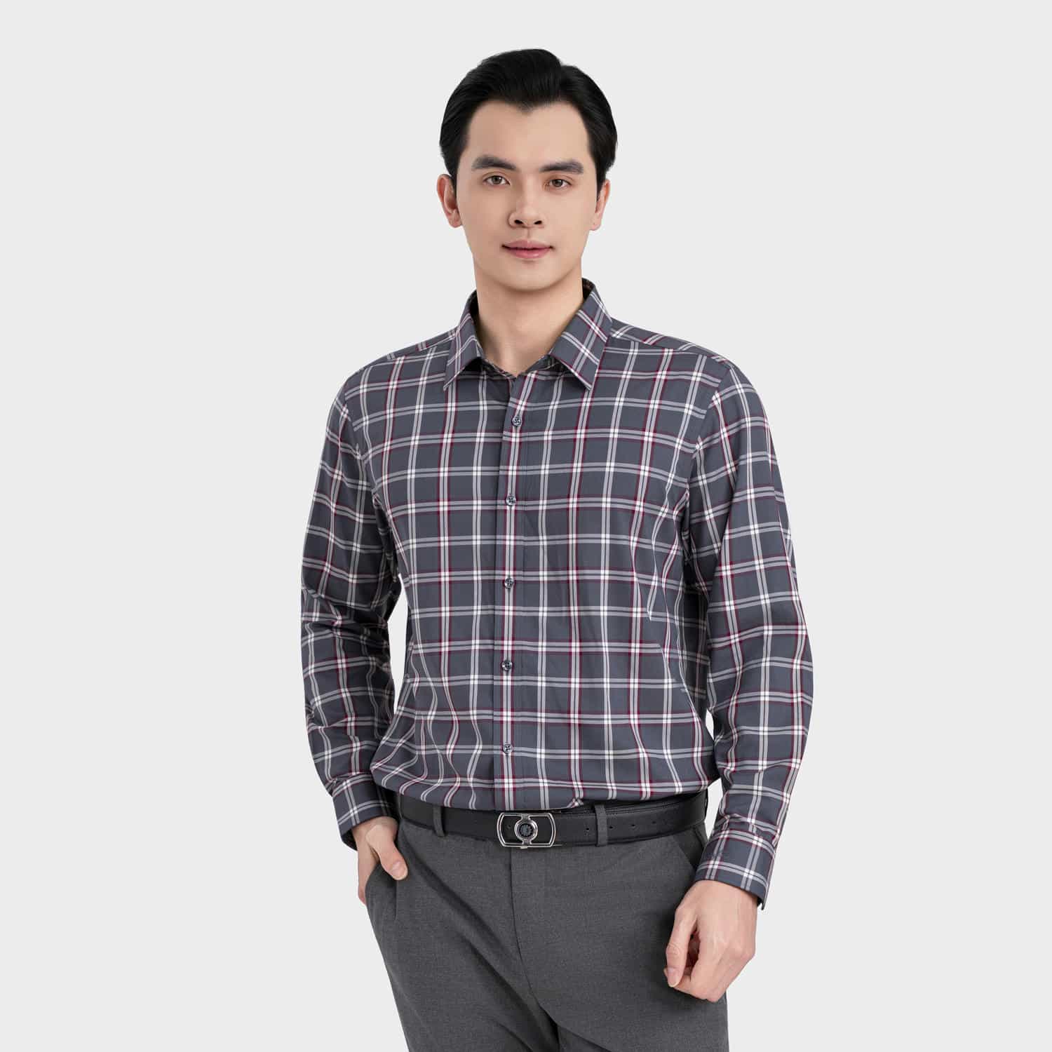 Áo Sơ Mi Nam Xanh Kẻ Bamboo Aristino ALS611EDP01