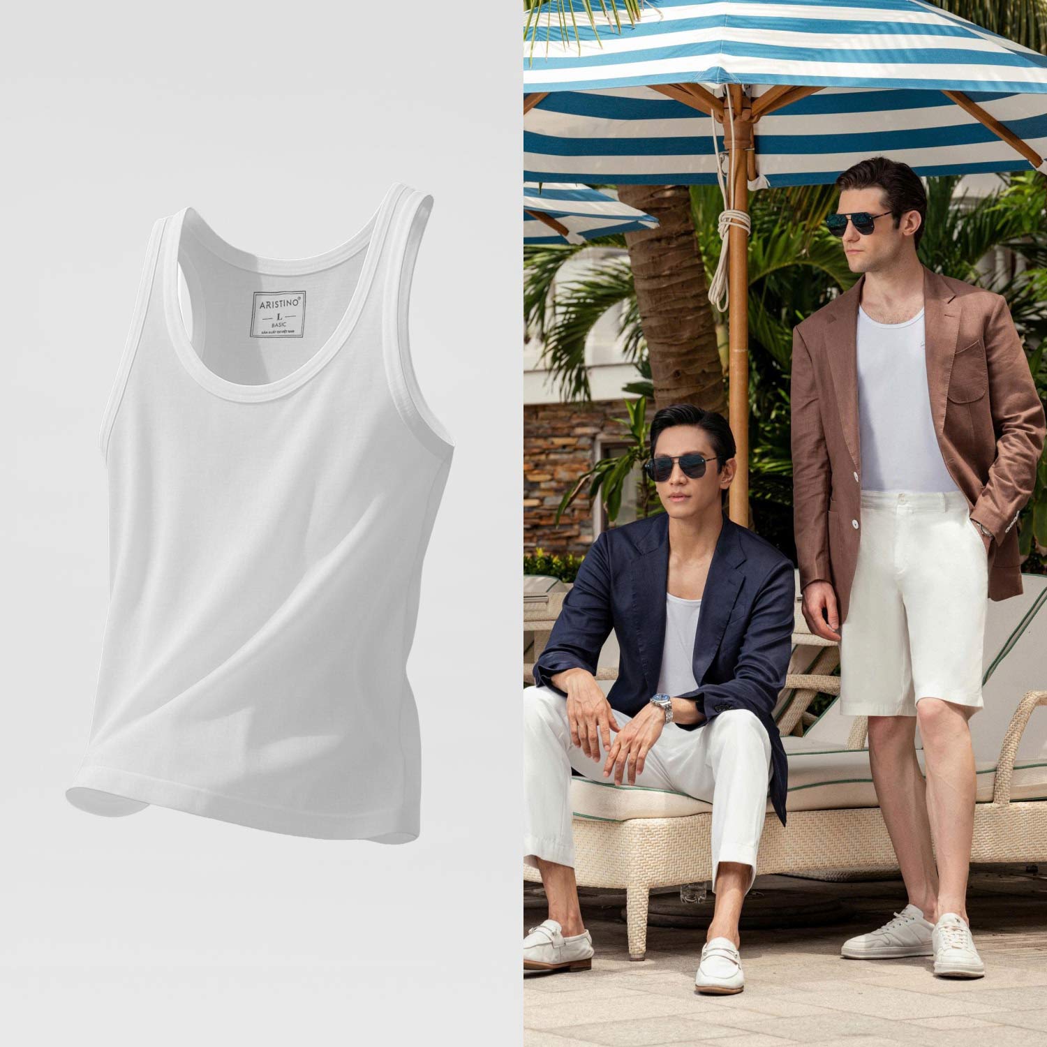 Combo 2 Áo Ba Lỗ Tanktop Nam Aristino Cotton ATT001EDP02