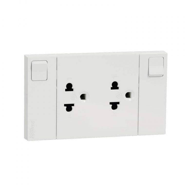  Bộ Ổ Cắm Đôi 3 Chấu 16A Có Công Tắc 