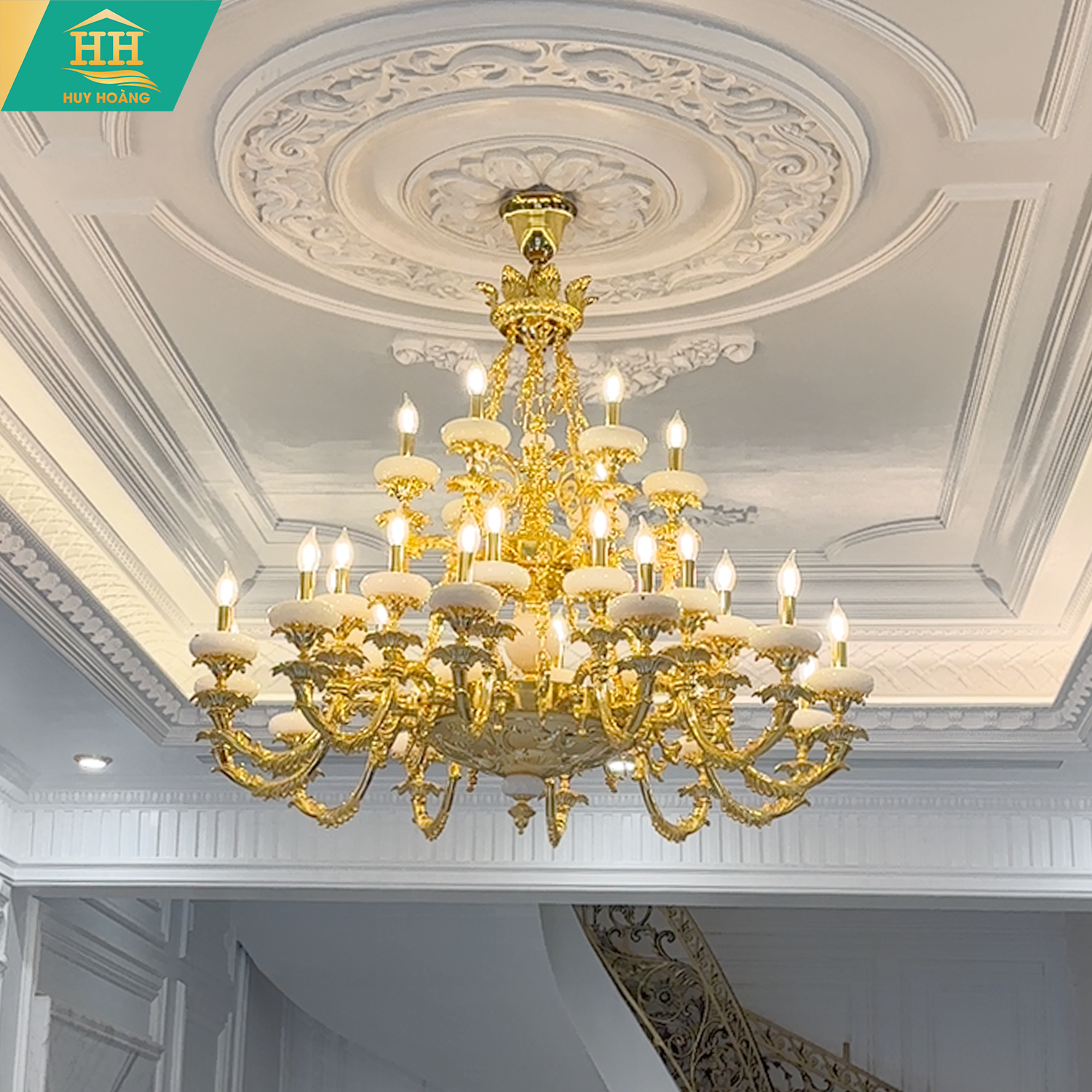  Đèn Chùm Đồng Đá Cao Cấp HH6385-30 